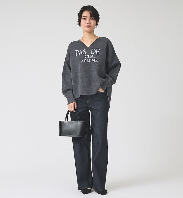 Rouge vif「ロゴVネックニットプルオーバー」|ニット・セーター|