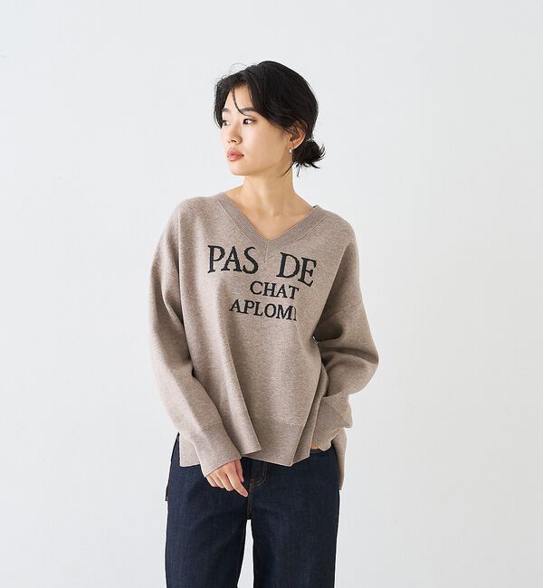 Rouge vif「ロゴVネックニットプルオーバー」|ニット・セーター|