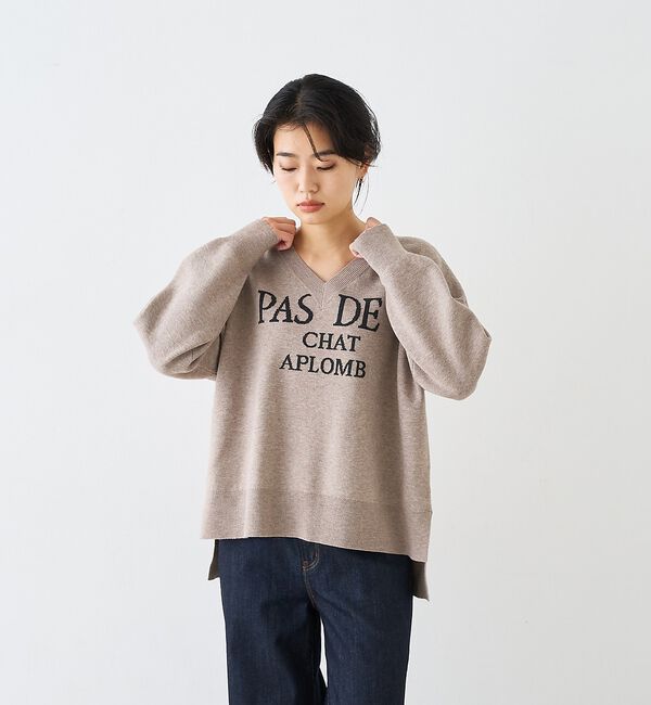 Rouge vif「ロゴVネックニットプルオーバー」|ニット・セーター|