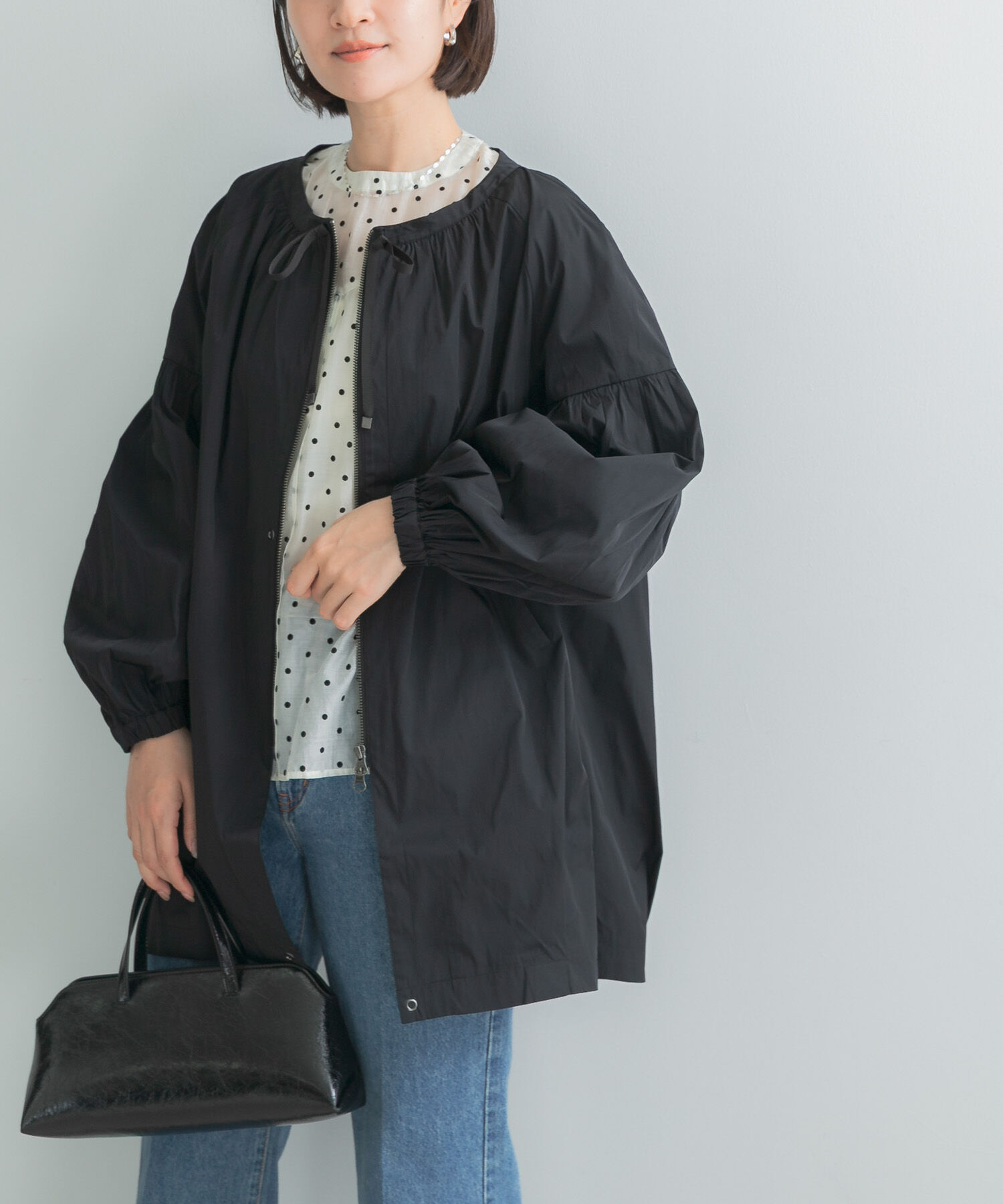 URBAN RESEARCH ROSSO「MARILYN MOON 2WAY LENGTH TAFFETA BLOUSON」|ブルゾン・スタジャン|ブラック
