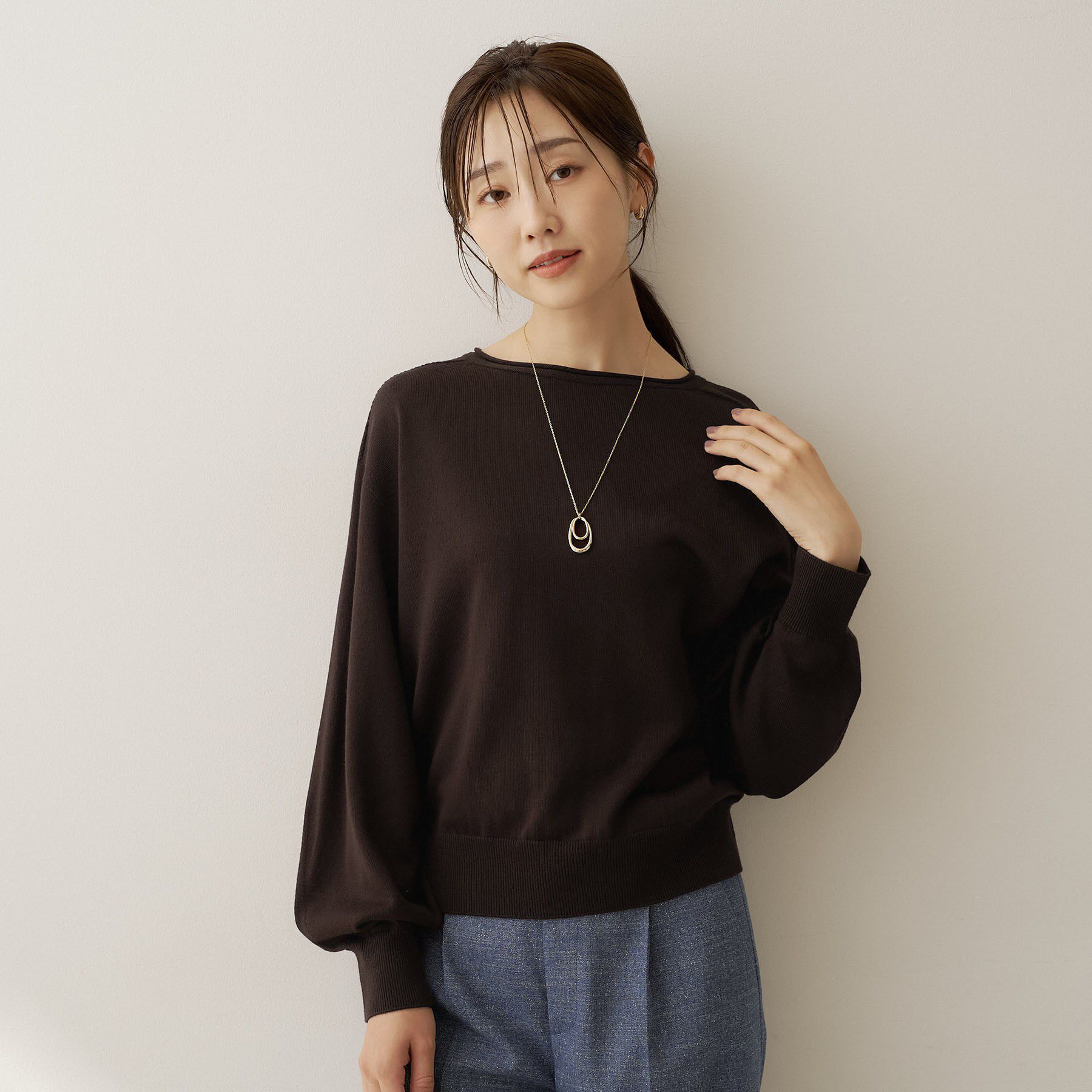 UNTITLED「【店頭人気！/品よくゆったり】ボリュームスリーブニットプルオーバー」|ニット・セーター|
