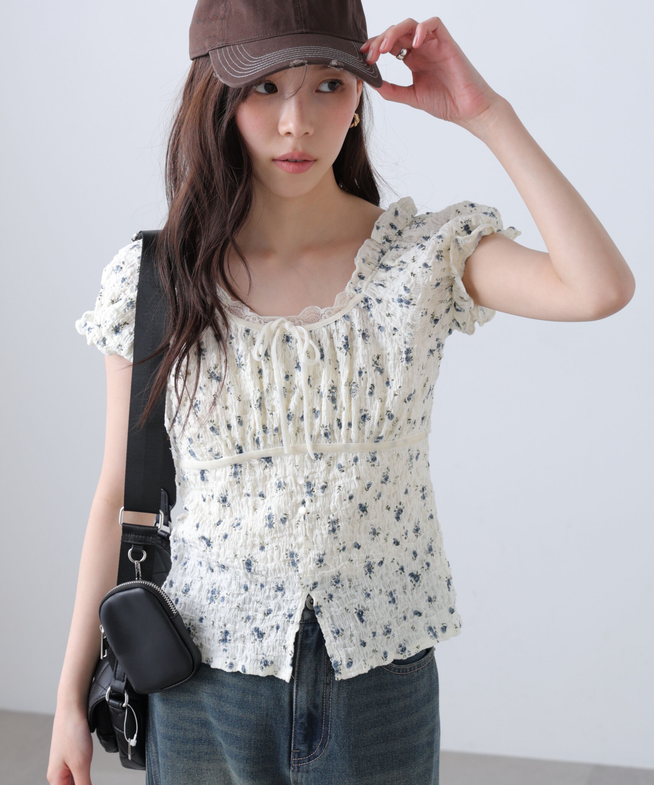  「フレンチスリーブジャガードカットソー」|Tシャツ・カットソー|