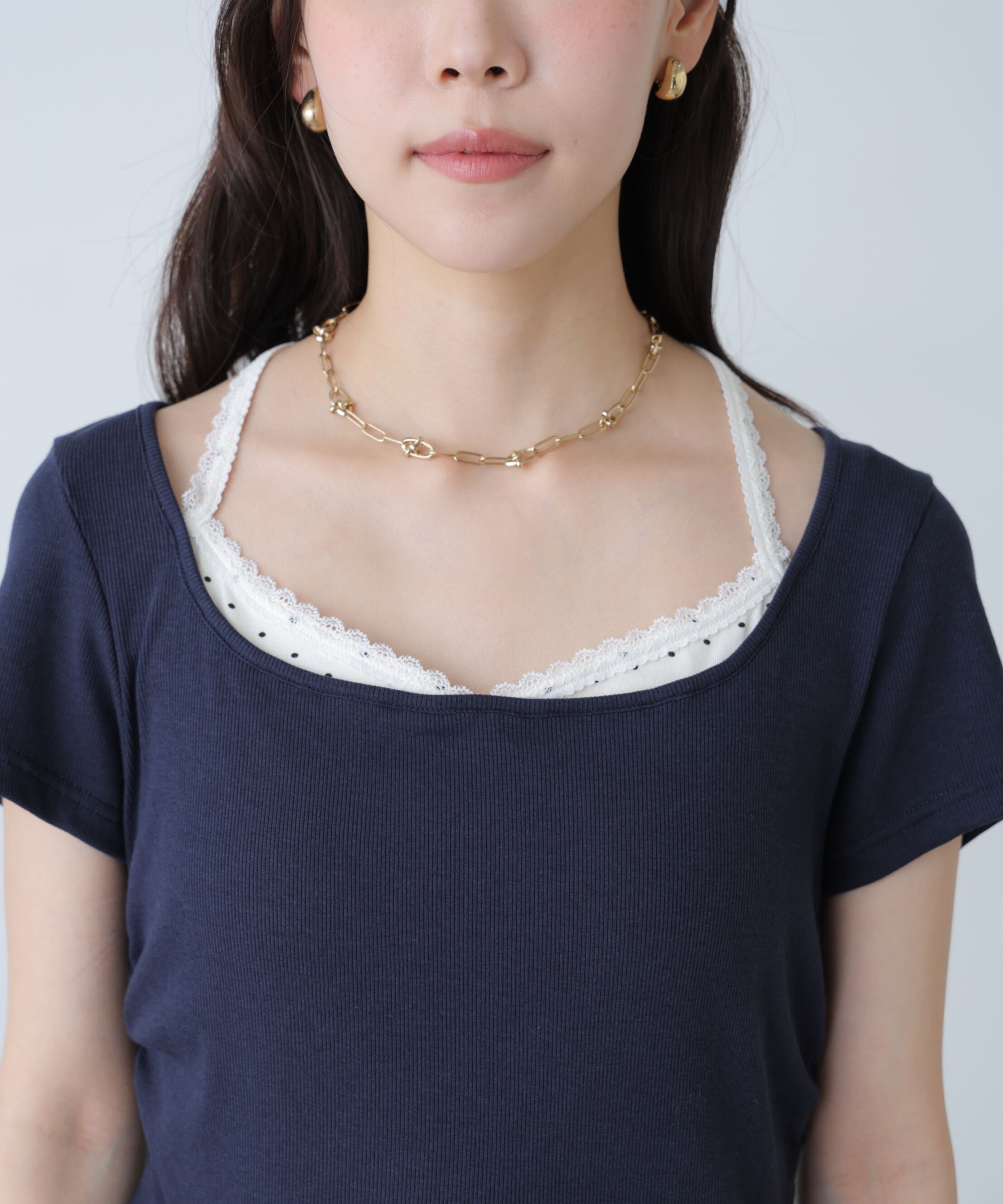  「レイヤード風ドットカットソー」|Tシャツ・カットソー|