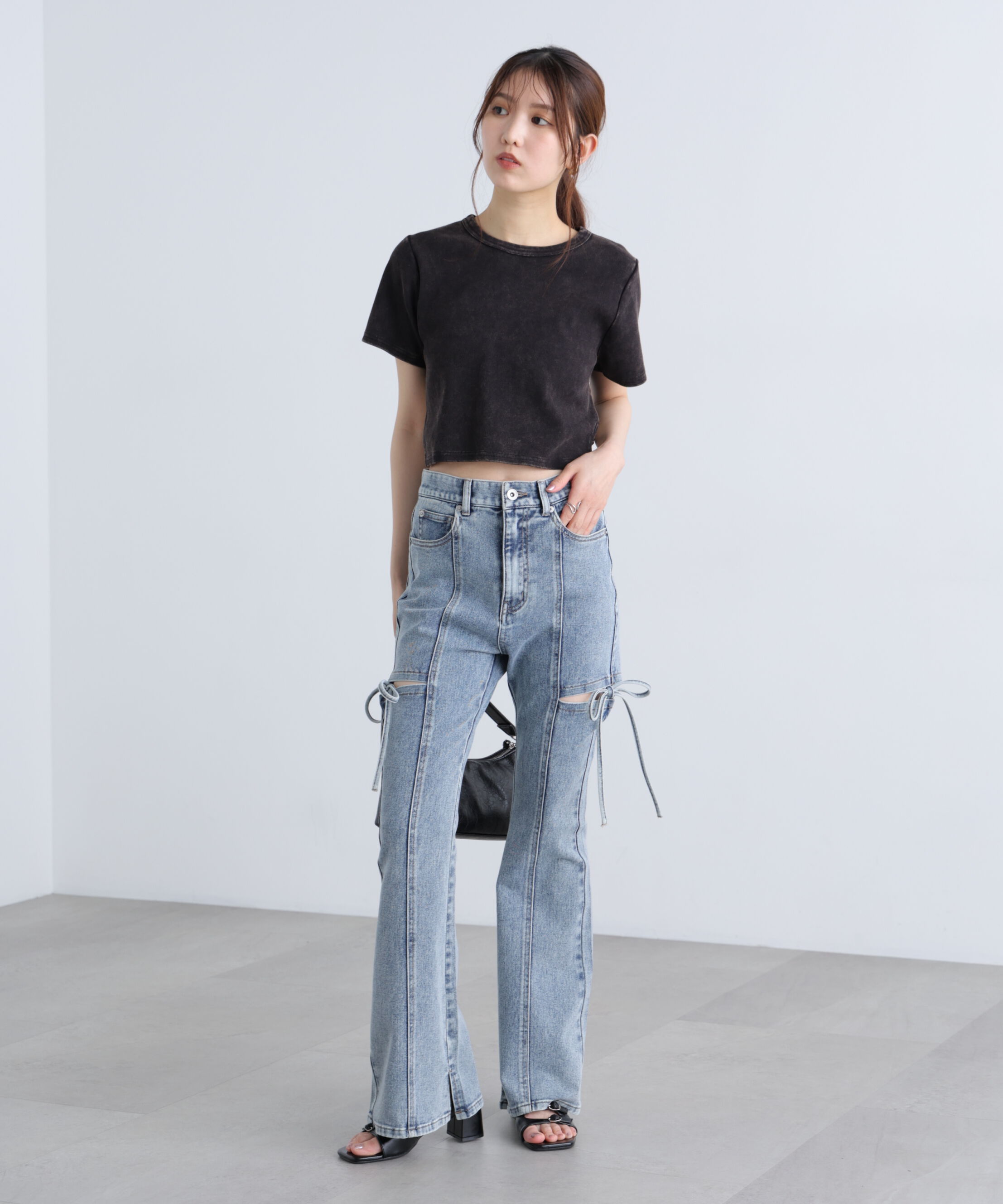  「ヴィンテージ加工サイドベルトＴ」|Tシャツ・カットソー|