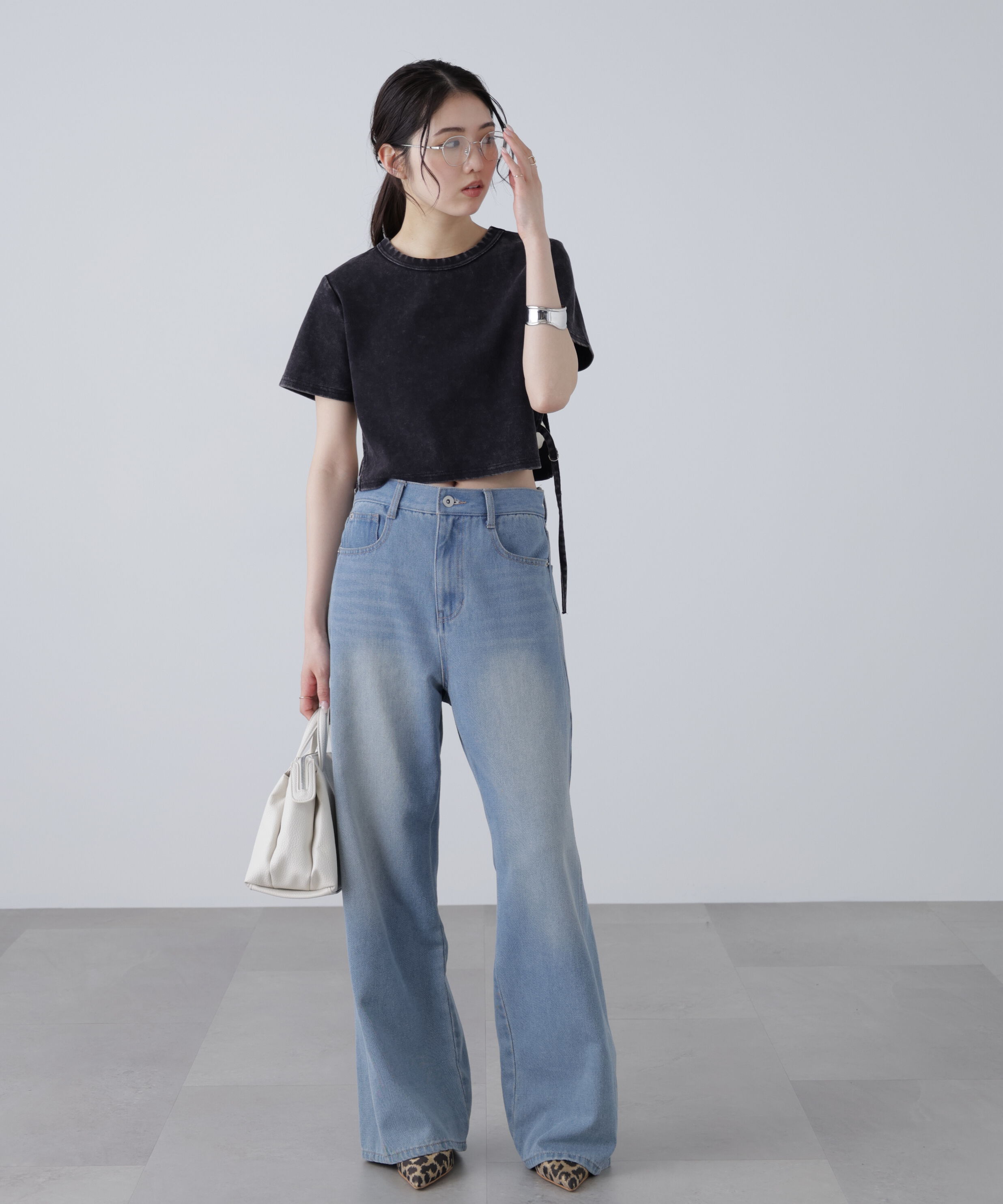  「ヴィンテージ加工サイドベルトＴ」|Tシャツ・カットソー|
