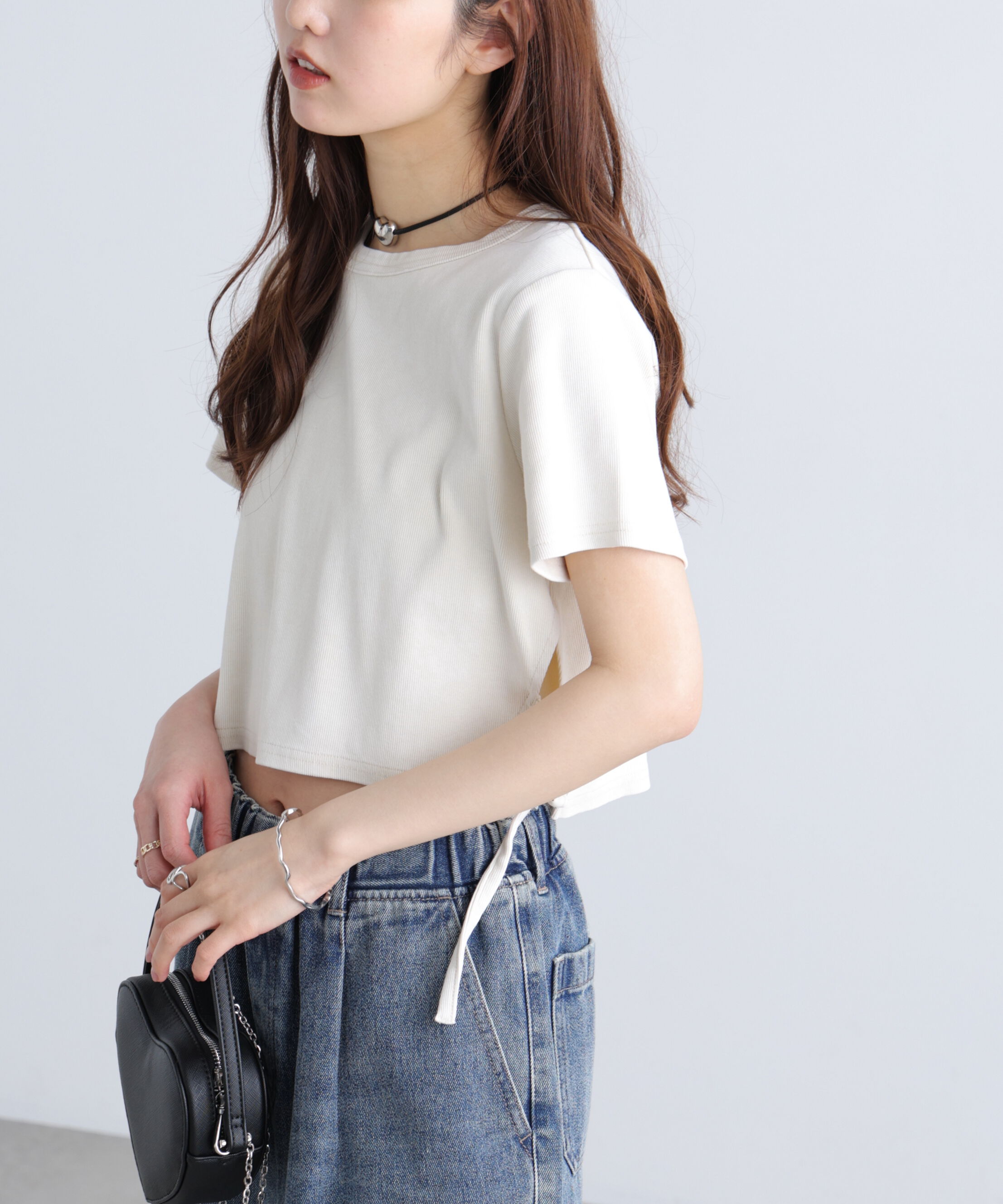  「ヴィンテージ加工サイドベルトＴ」|Tシャツ・カットソー|