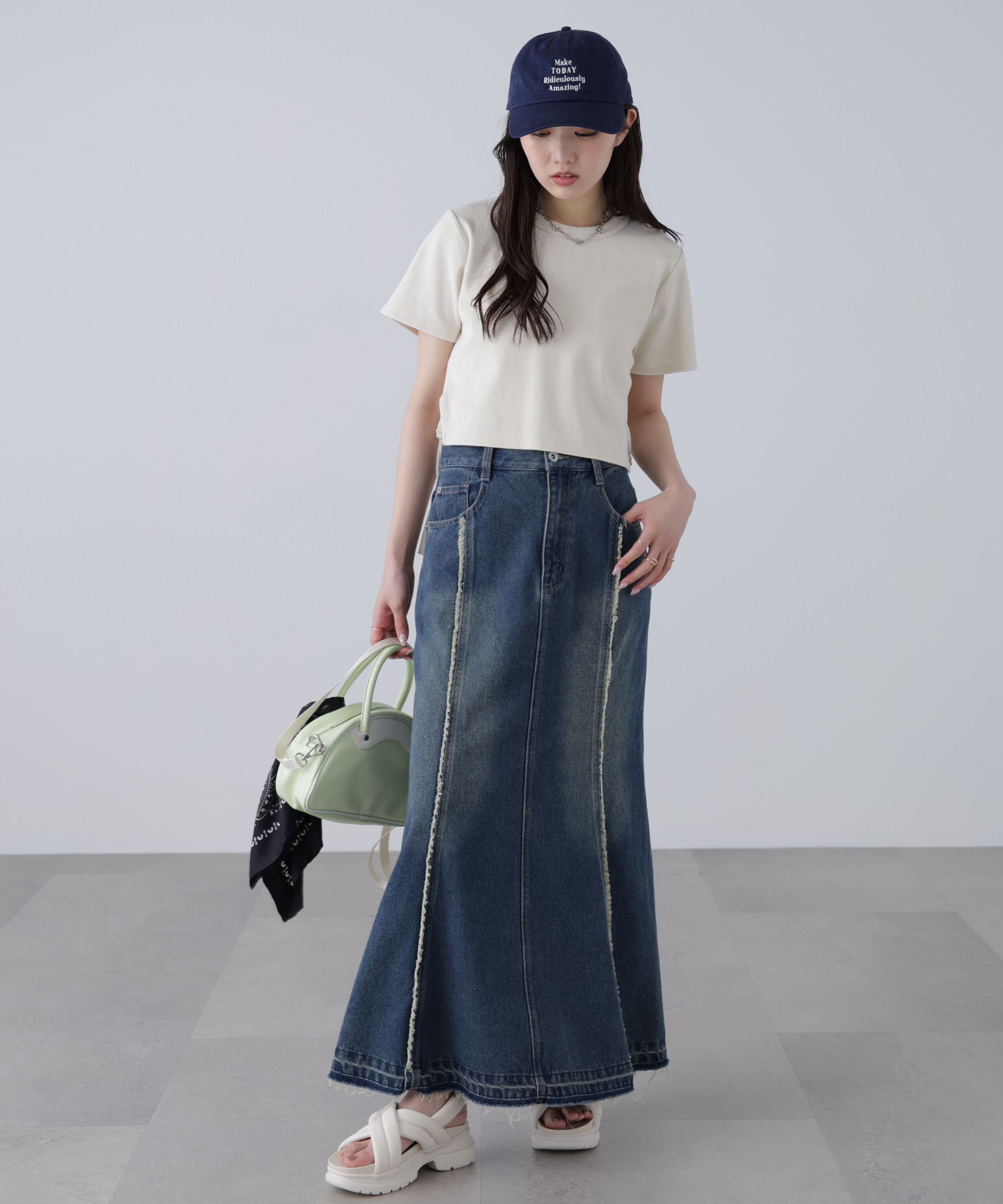  「ヴィンテージ加工サイドベルトＴ」|Tシャツ・カットソー|