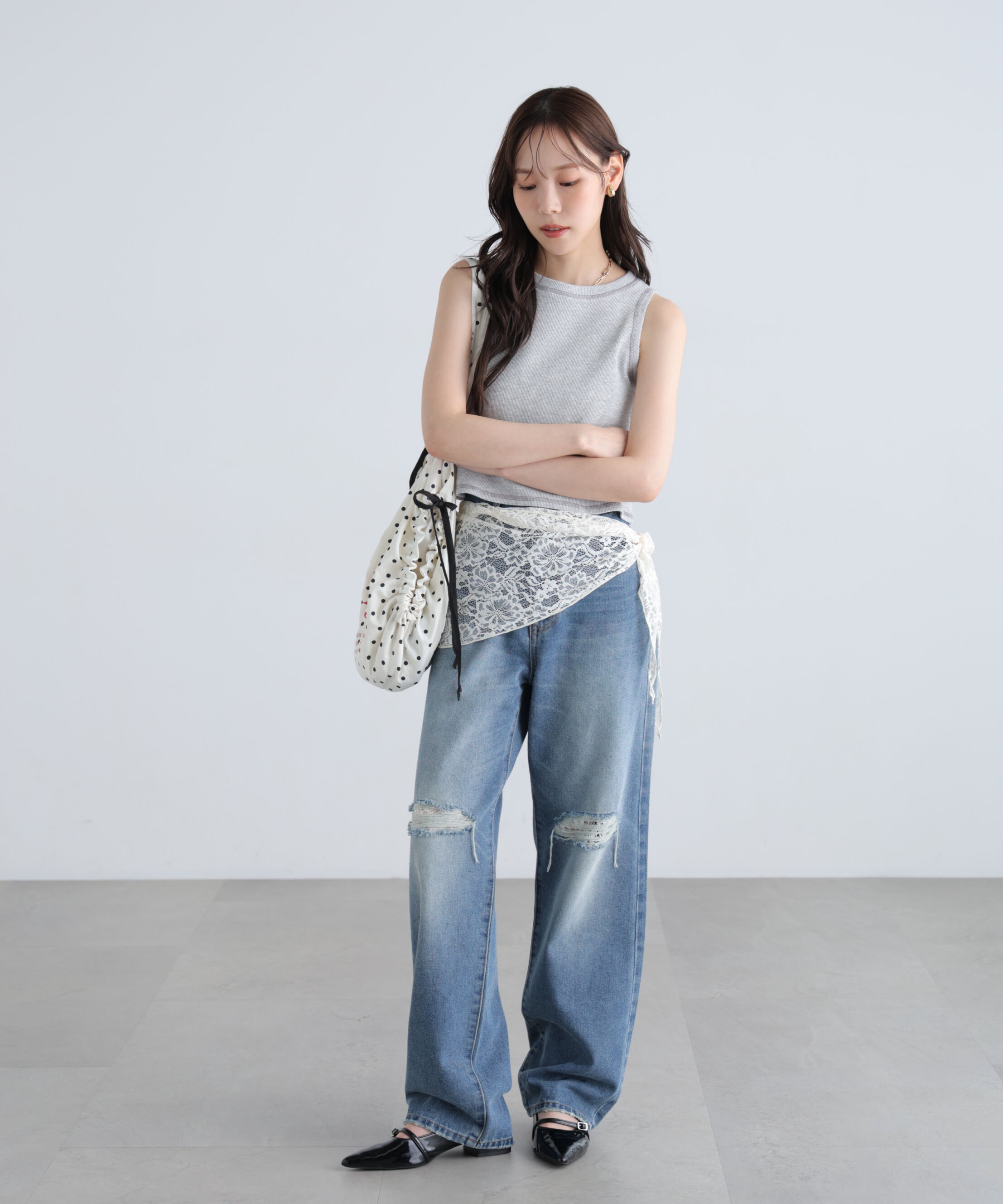  「[低身長サイズ/Sシリーズ]クラッシュレースデニムパンツ」|その他|