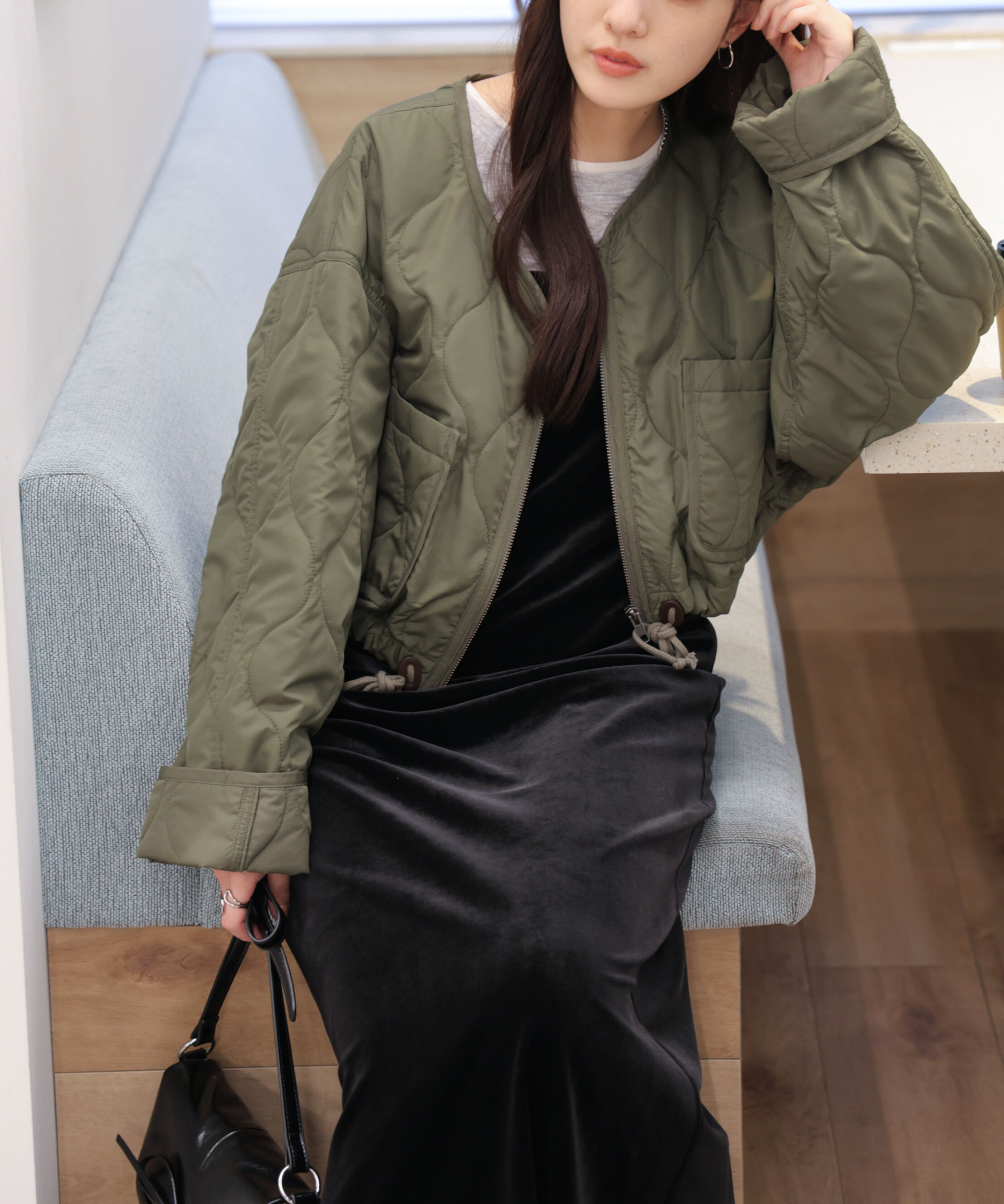  「2ストラップベロアキャミワンピース」|ワンピース|