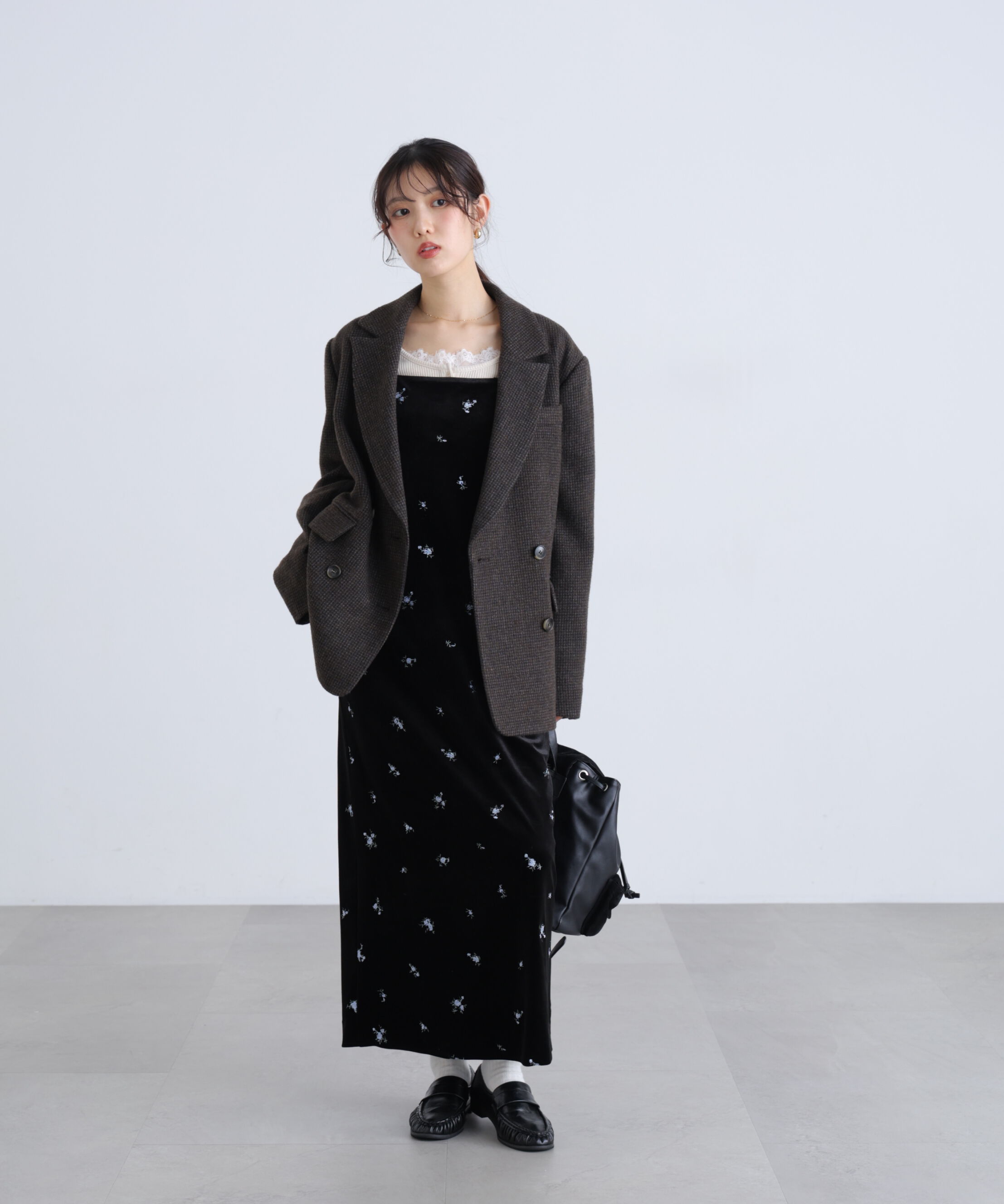  「2ストラップベロアキャミワンピース」|ワンピース|