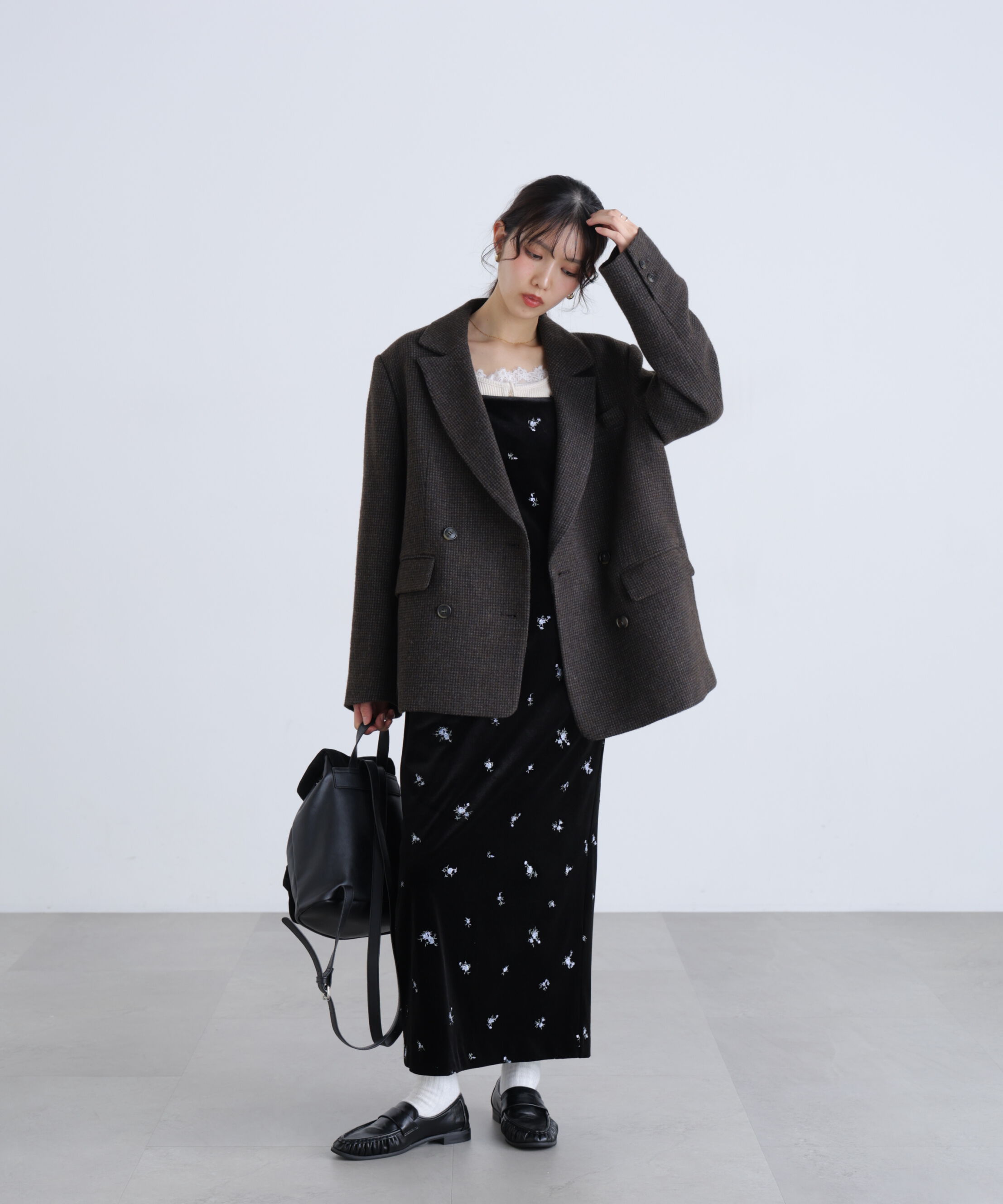  「2ストラップベロアキャミワンピース」|ワンピース|