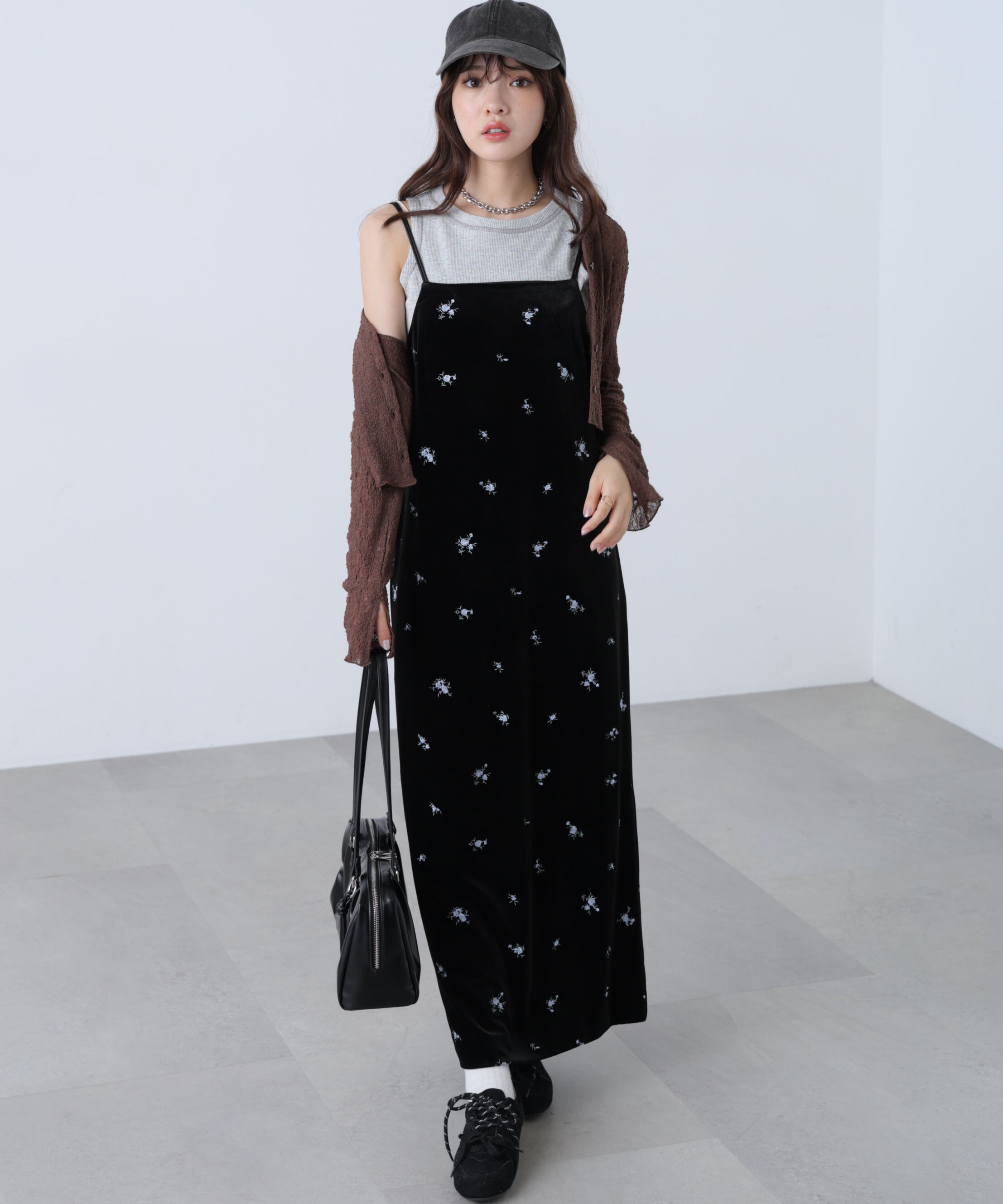  「2ストラップベロアキャミワンピース」|ワンピース|