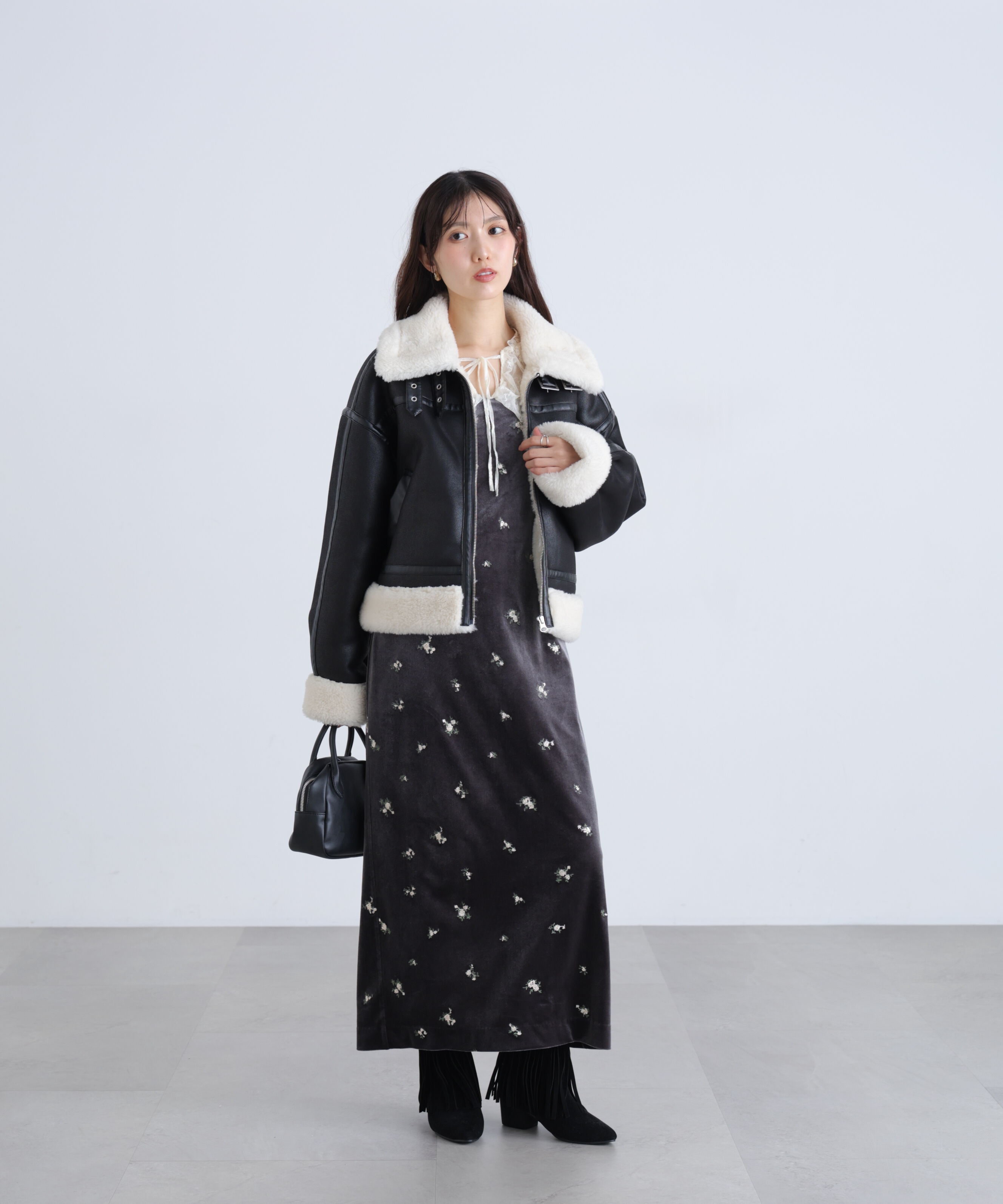  「2ストラップベロアキャミワンピース」|ワンピース|