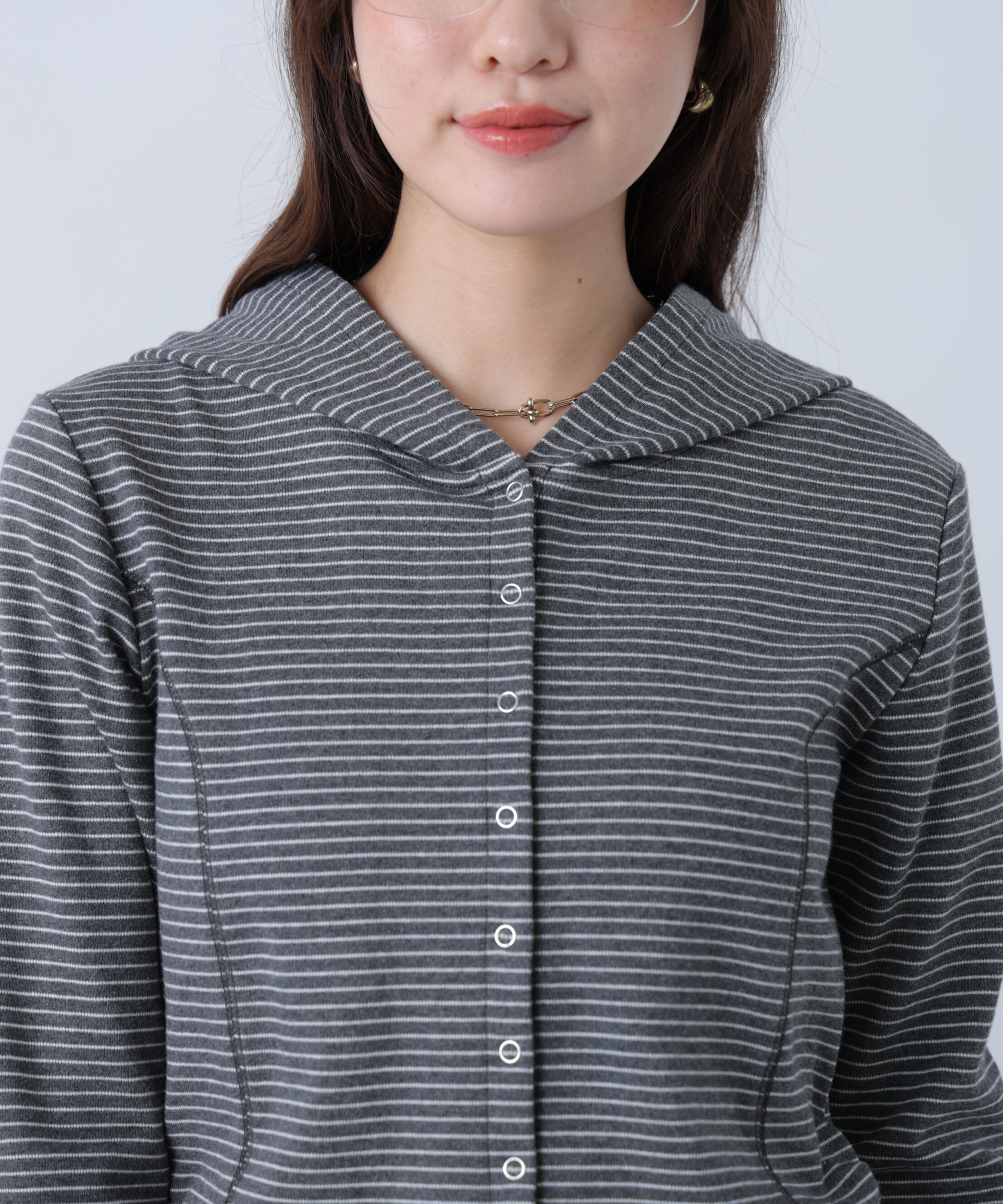  「テレコドットボタンフーディーカーディガン」|Tシャツ・カットソー|