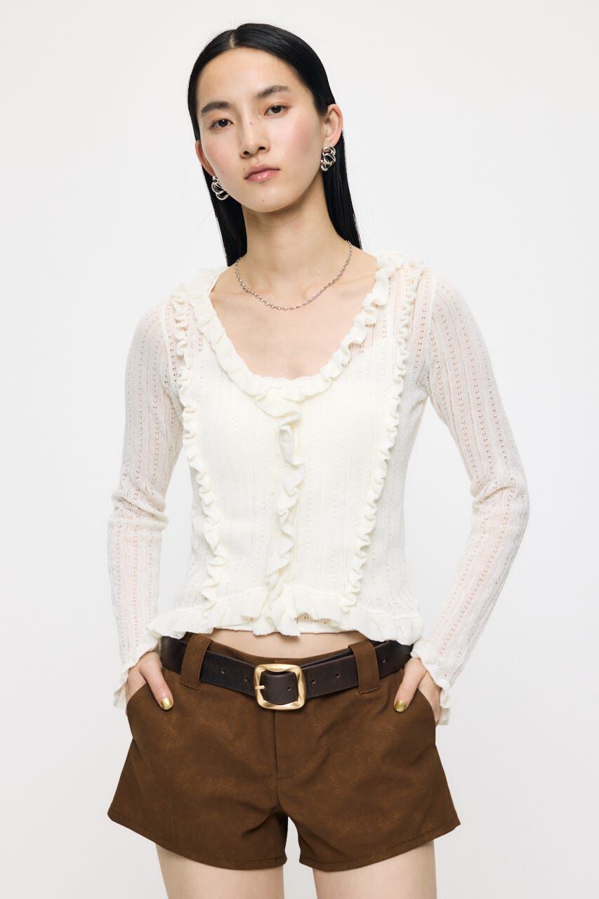 MOUSSY「POINTELLE RUFFLE カーディガン＆キャミソール」|ニット・セーター|