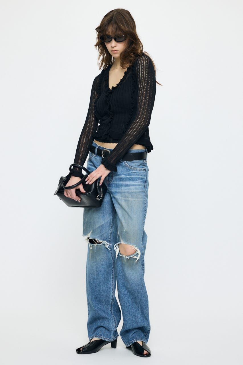 MOUSSY「POINTELLE RUFFLE カーディガン＆キャミソール」|ニット・セーター|
