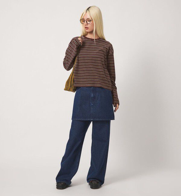 BEAUTY&YOUTH UNITED ARROWS「ベロアボーダー ロングスリーブ Tシャツ」|Tシャツ・カットソー|