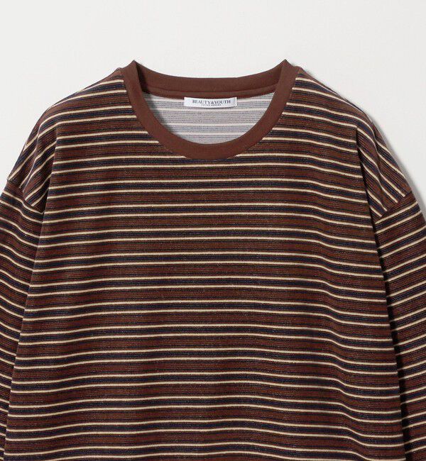 BEAUTY&YOUTH UNITED ARROWS「ベロアボーダー ロングスリーブ Tシャツ」|Tシャツ・カットソー|