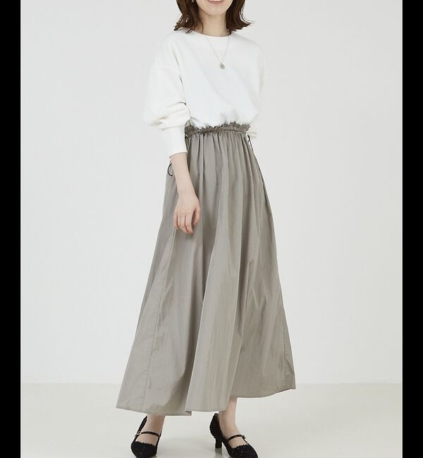 abahouse mavie「【大人のいちまんワンピ】カットコンビドロストワンピース」|ワンピース|グレージュ