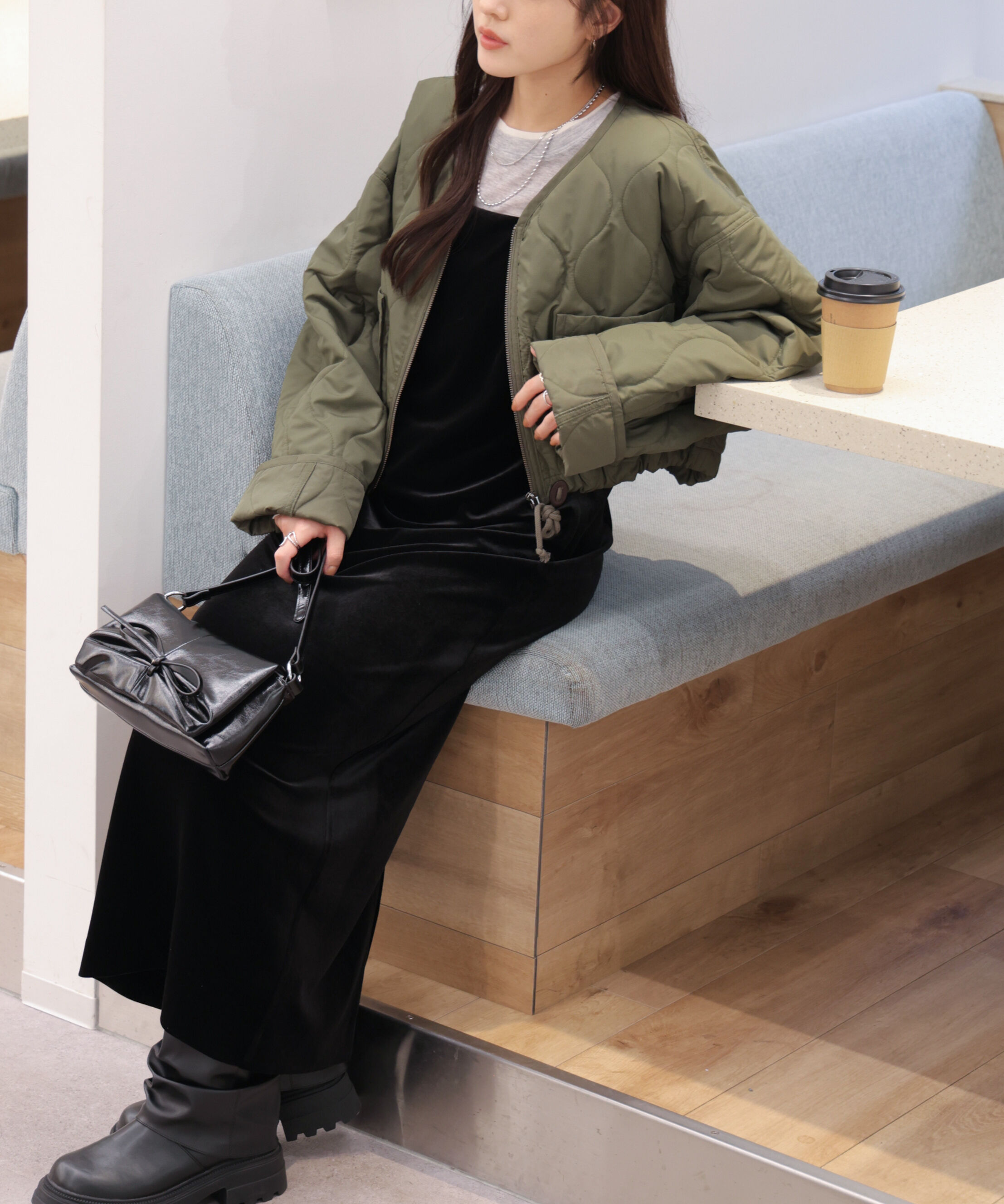  「2ストラップベロアキャミワンピース」|ワンピース|