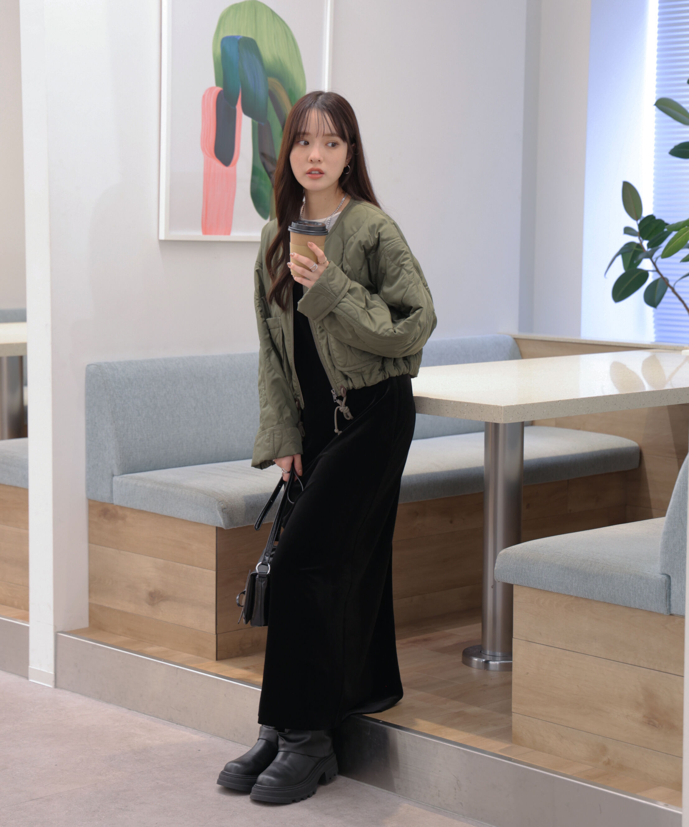  「2ストラップベロアキャミワンピース」|ワンピース|