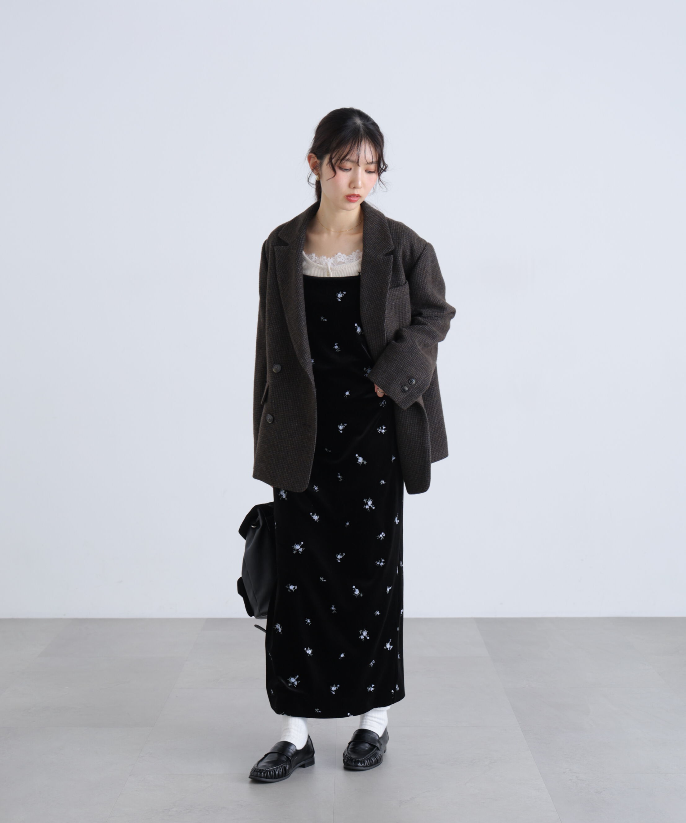  「2ストラップベロアキャミワンピース」|ワンピース|
