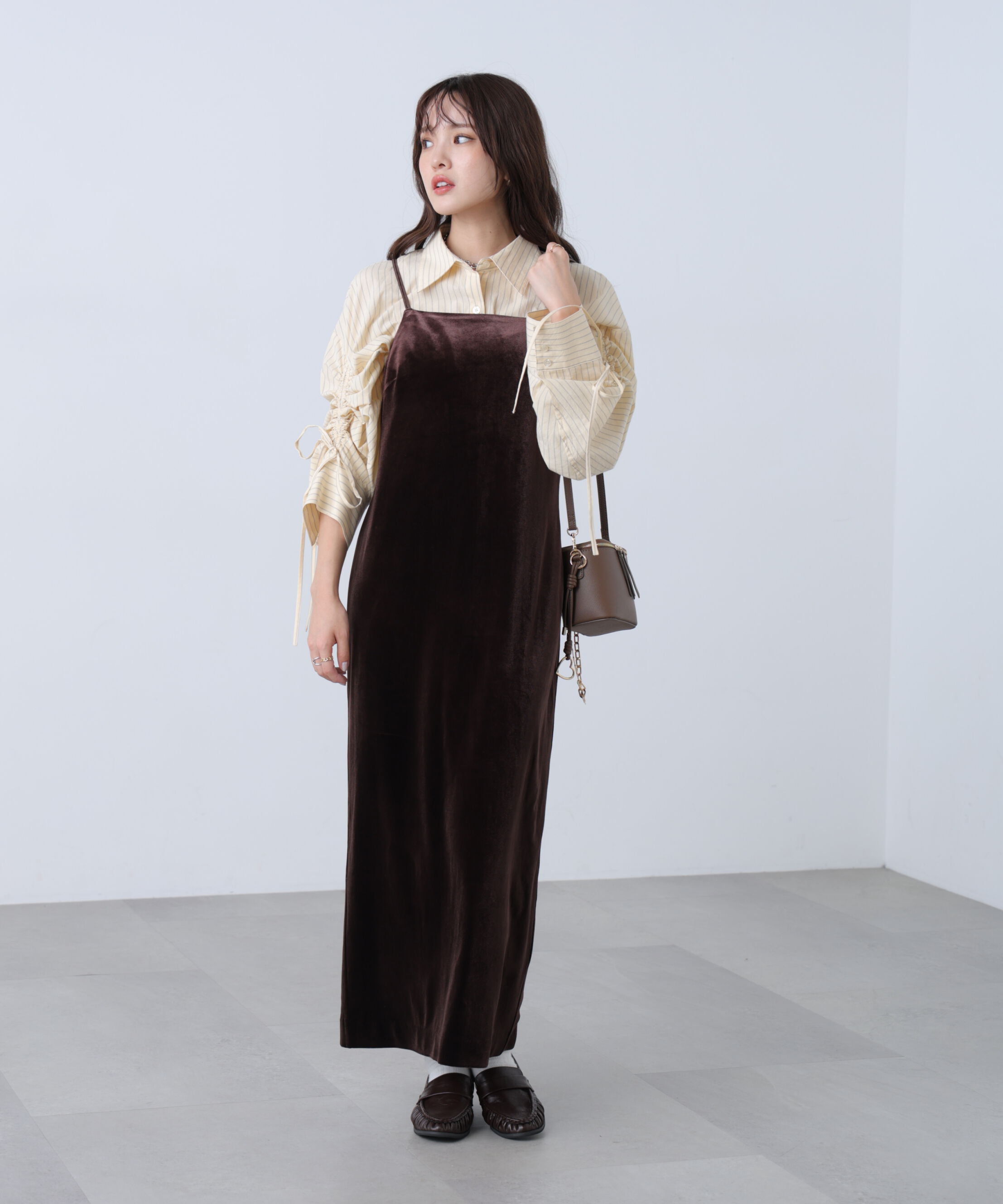  「2ストラップベロアキャミワンピース」|ワンピース|