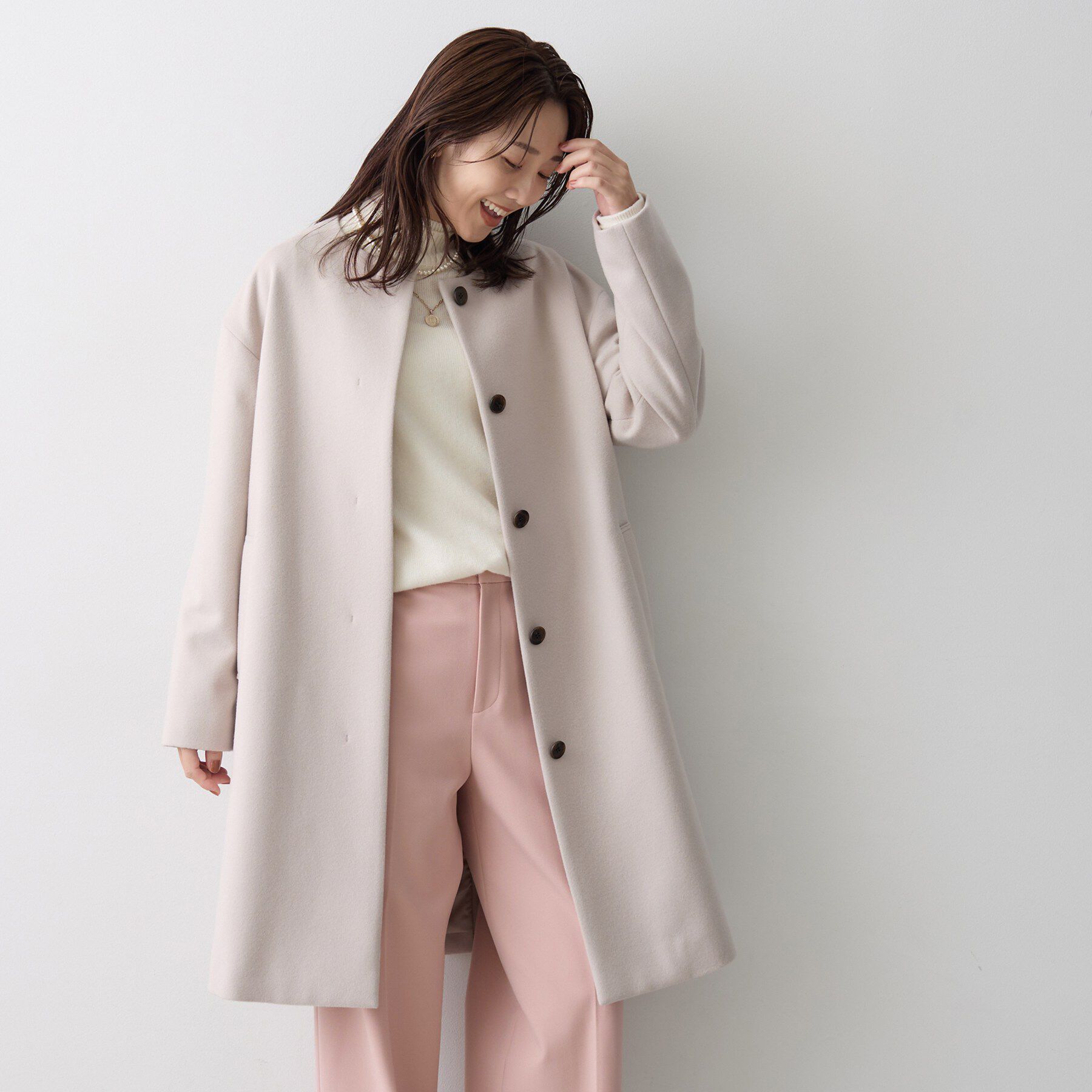 UNTITLED「【名品】ウールカシミヤノーカラーコート」|ノーカラーコート|