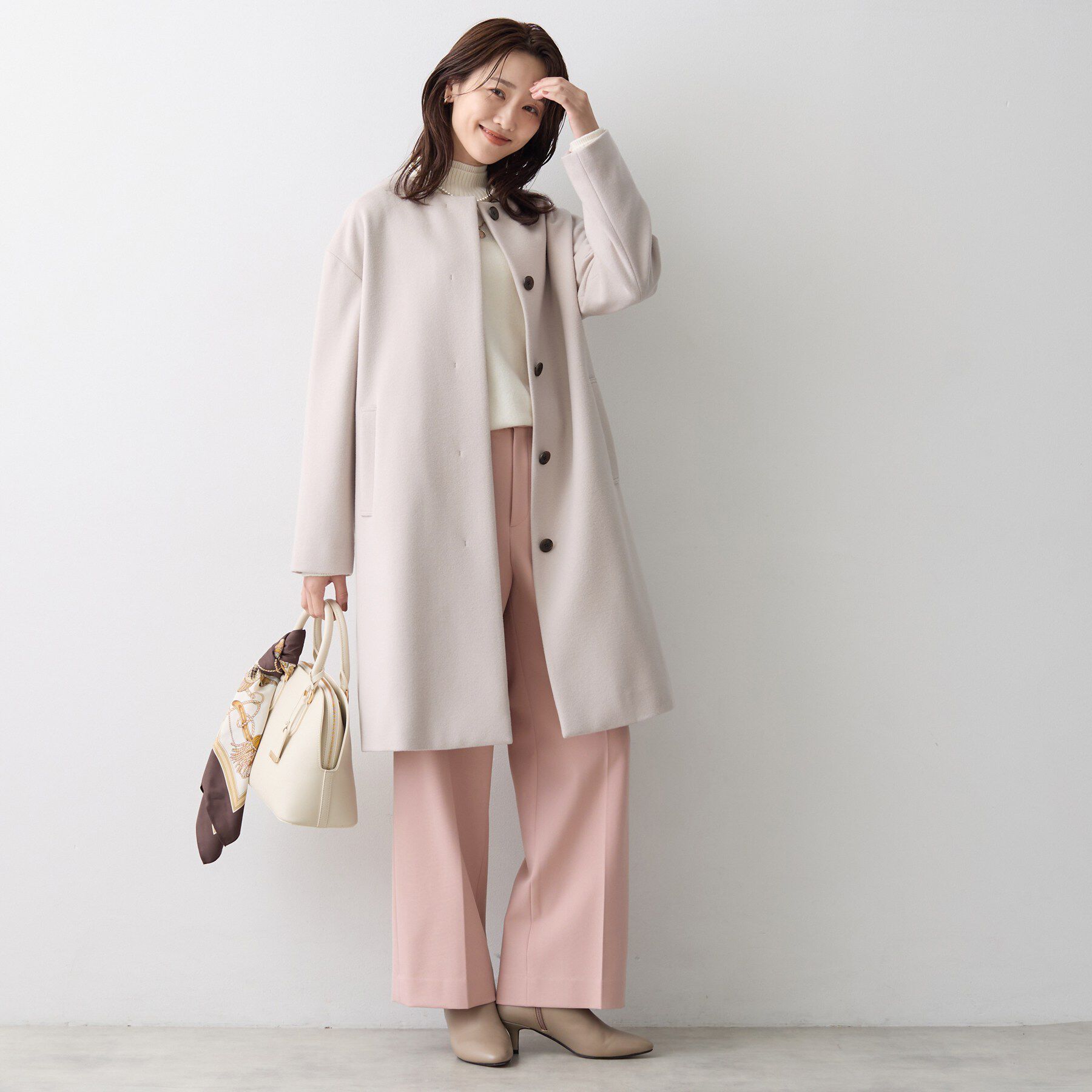 UNTITLED「【名品】ウールカシミヤノーカラーコート」|ノーカラーコート|