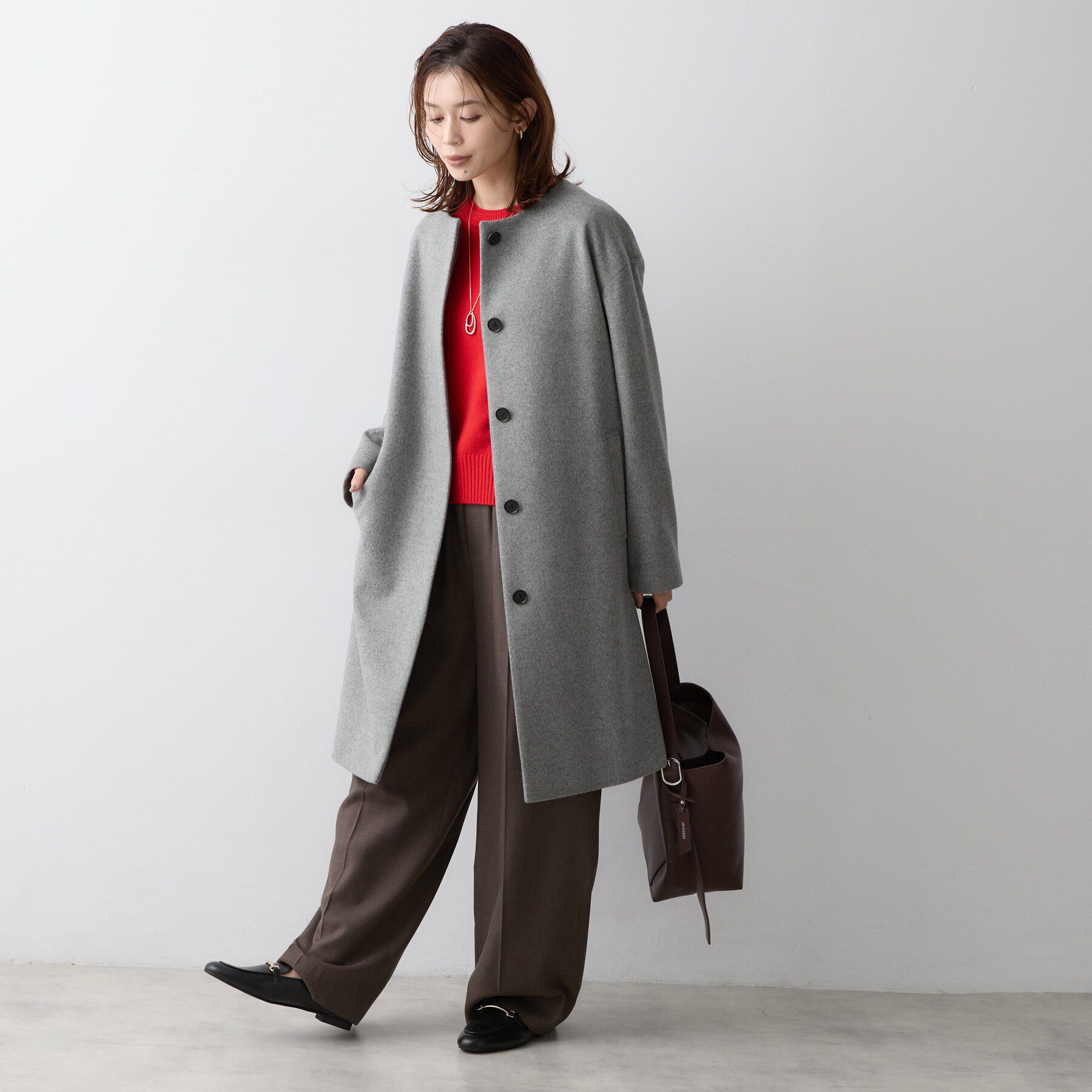 UNTITLED「【名品】ウールカシミヤノーカラーコート」|ノーカラーコート|