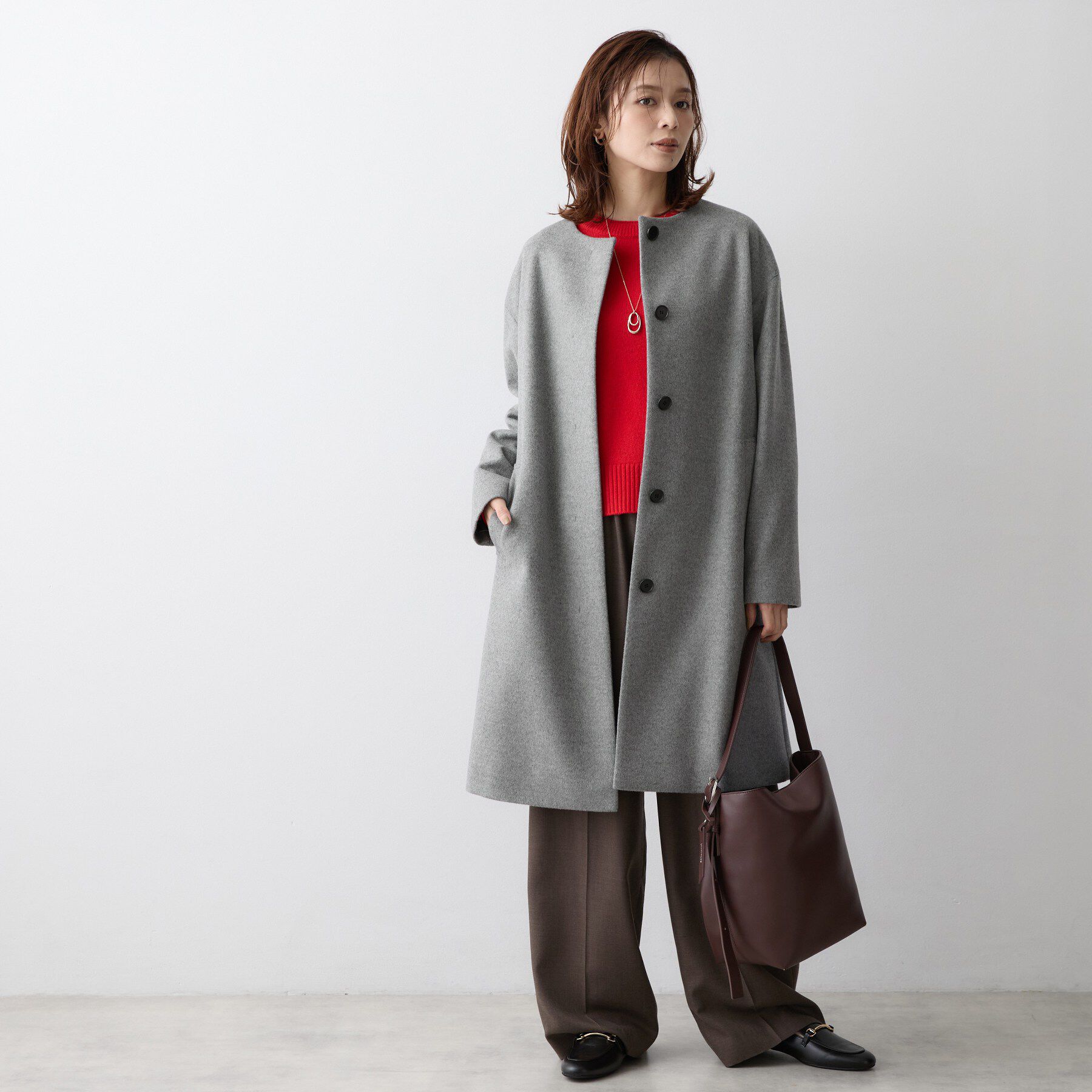 UNTITLED「【名品】ウールカシミヤノーカラーコート」|ノーカラーコート|