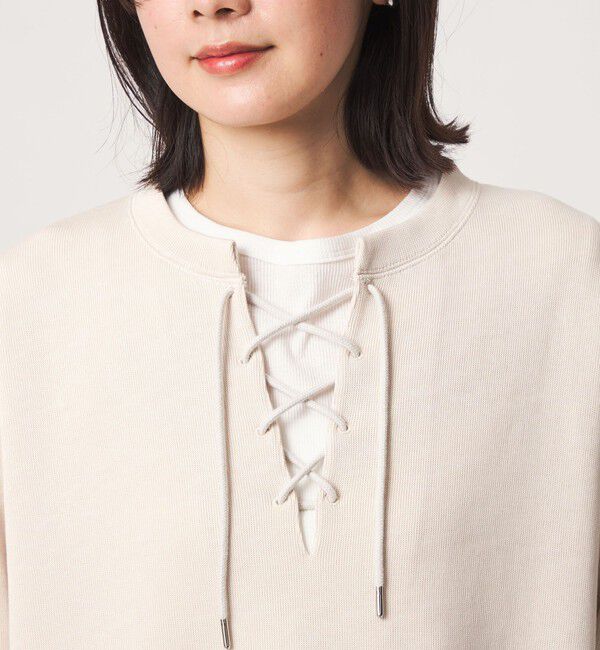 UNITED ARROWS green label relaxing「【WEB限定】＜at ease＞ダブルフェイス レースアップ プルオーバー カットソー」|Tシャツ・カットソー|