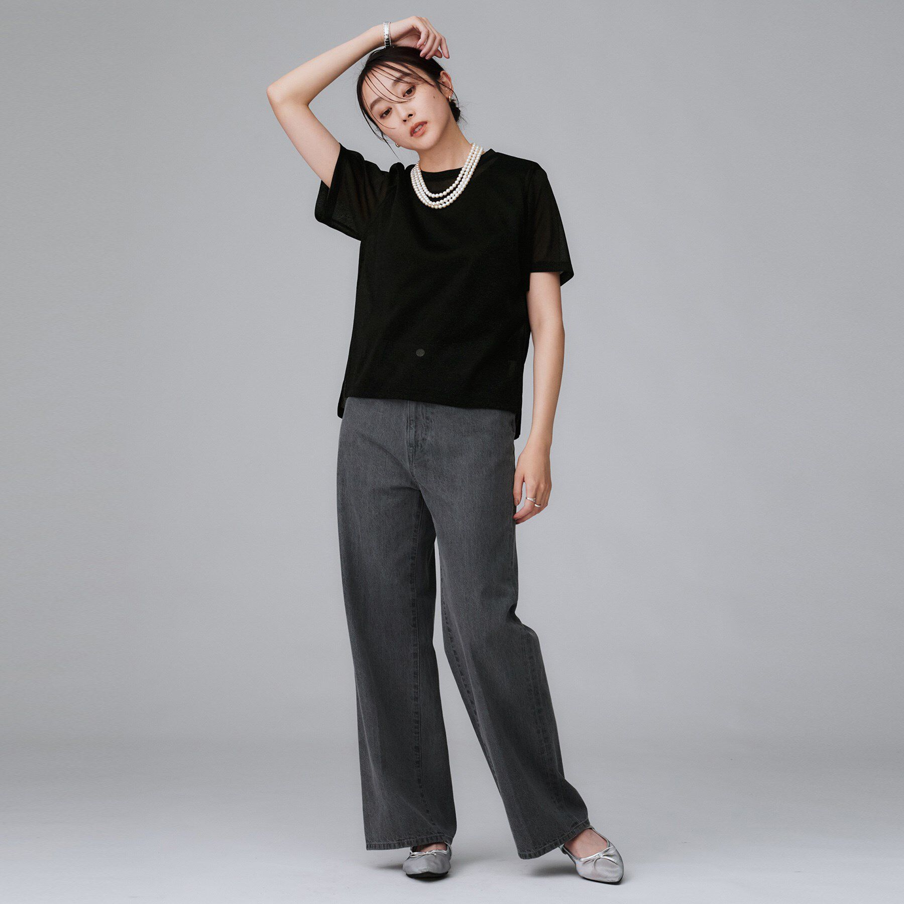 UNTITLED「【洗える】ラメシアーTシャツ」|Tシャツ・カットソー|