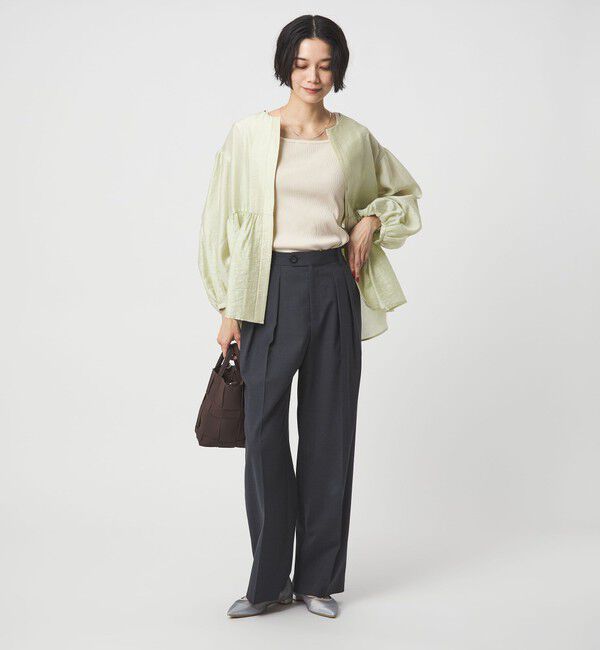 UNITED ARROWS green label relaxing「ブライトリブ デコルテ フレンチスリーブ プルオーバー カットソー」|Tシャツ・カットソー|