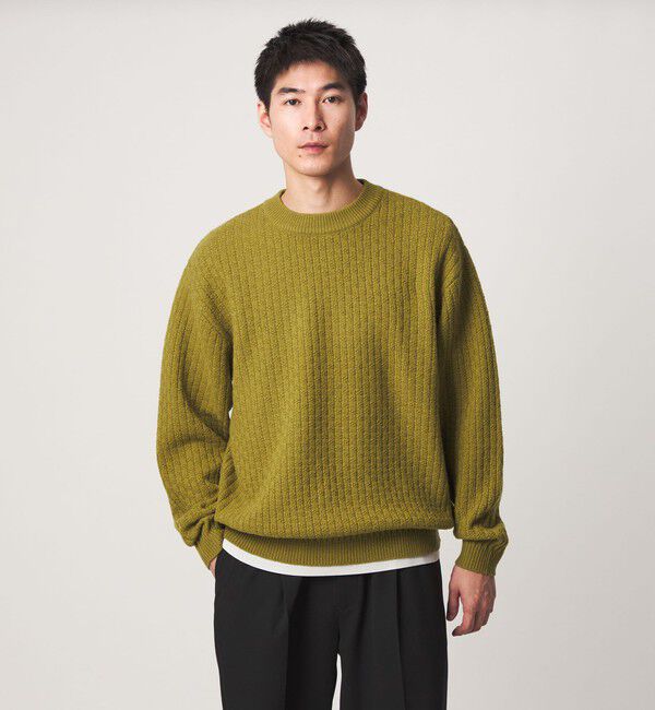 UNITED ARROWS green label relaxing「ハミルトンラムズウール ナイロン ワイドネック ニット」|ニット・セーター|MUSTARD