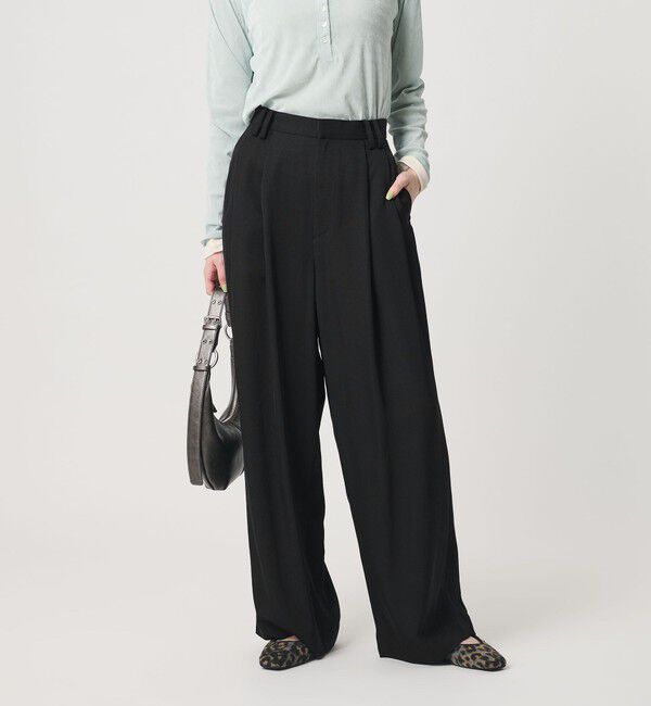 BEAUTY&YOUTH UNITED ARROWS「アセテート 2タック ワイドストレートパンツ ウォッシャブル」|その他|BLACK
