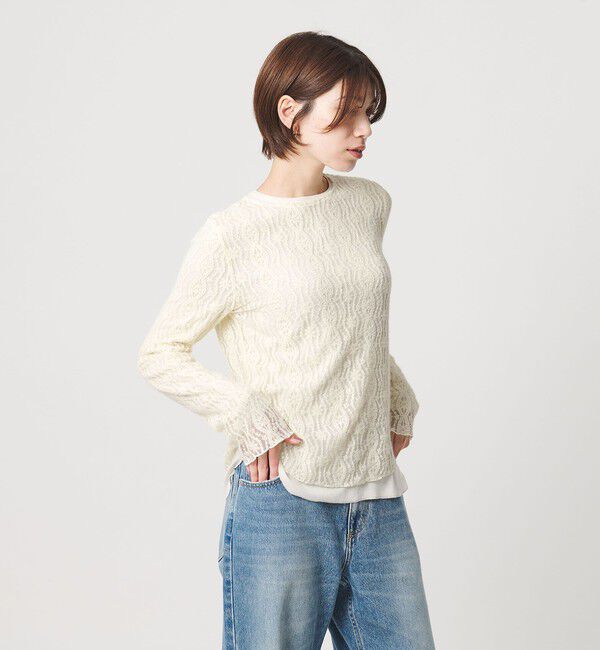 BEAUTY&YOUTH UNITED ARROWS「ブラッシュド レース プルオーバー ウォッシャブル」|Tシャツ・カットソー|