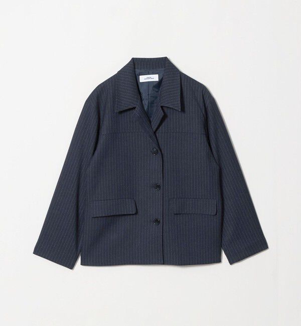 NICE WEATHER「＜NICE WEATHER＞ヘリンボーンストライプリラックス 3B ジャケット」|テーラードジャケット|NAVY