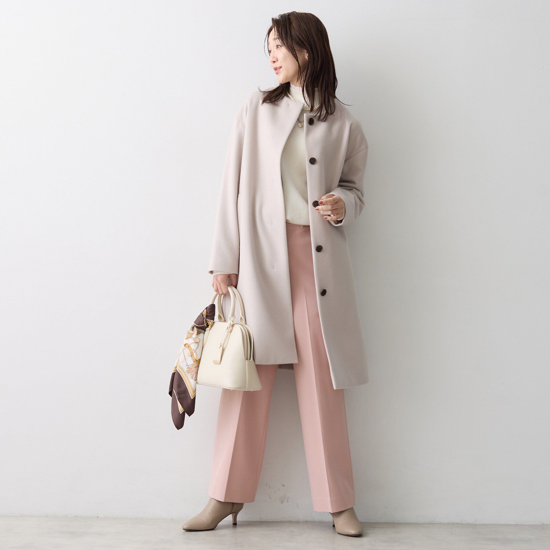 UNTITLED「【名品】ウールカシミヤノーカラーコート」|ノーカラーコート|