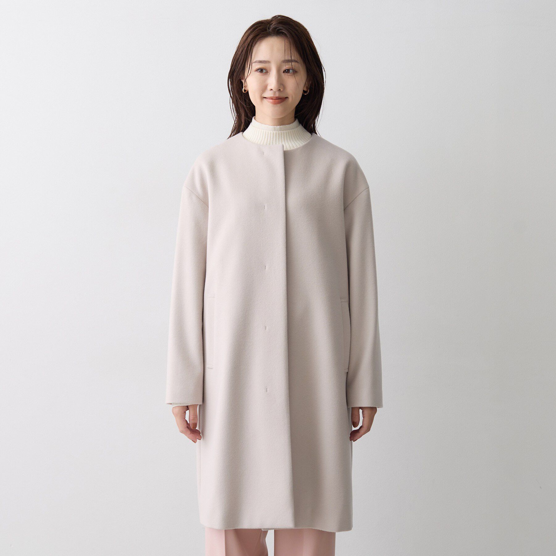 UNTITLED「【名品】ウールカシミヤノーカラーコート」|ノーカラーコート|
