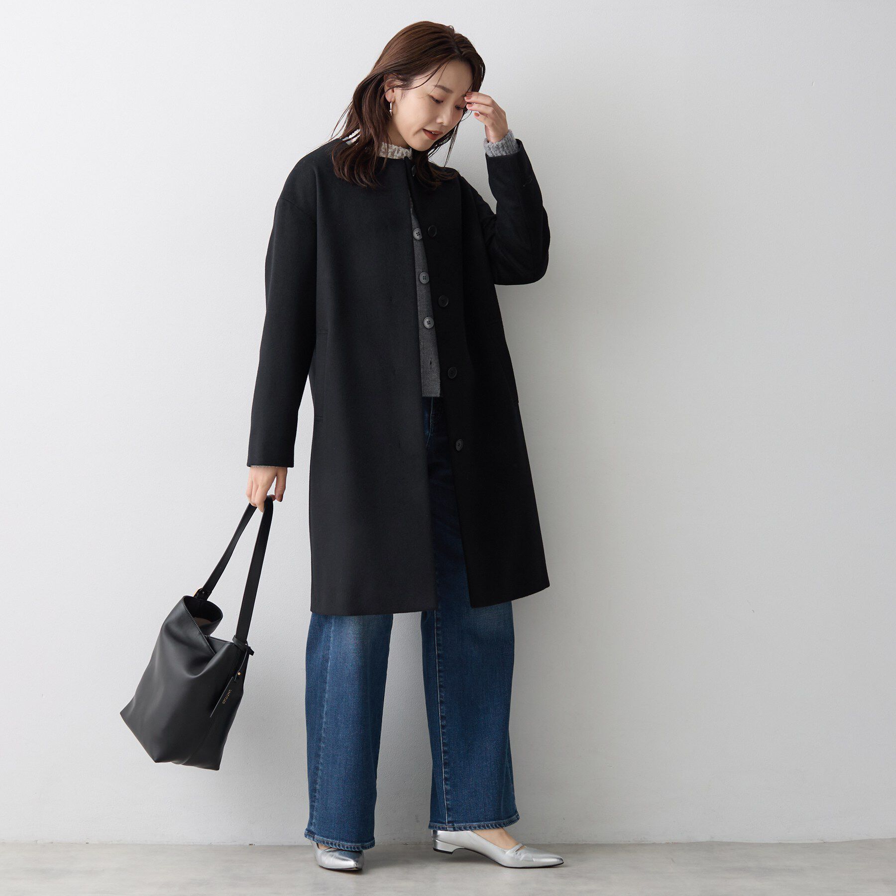 UNTITLED「【名品】ウールカシミヤノーカラーコート」|ノーカラーコート|