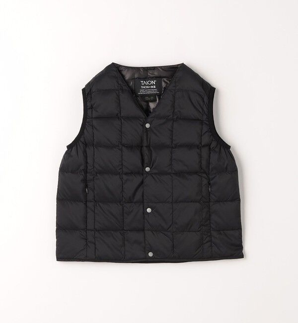 UNITED ARROWS green label relaxing「＜TAION＞ベーシック Vネックボタン インナーダウンベスト / キッズ  110cm-130cm」|ダウンベスト・ベスト|BLACK