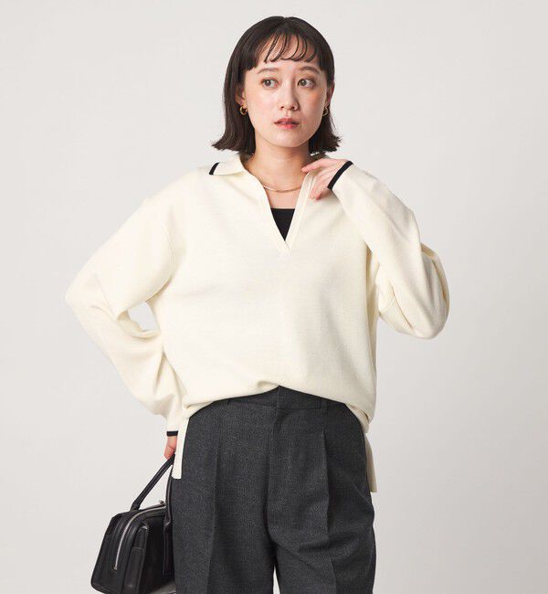 UNITED ARROWS green label relaxing「［size SHORTあり］ウール スムース スキッパー プルオーバー ウォッシャブル」|ニット・セーター|