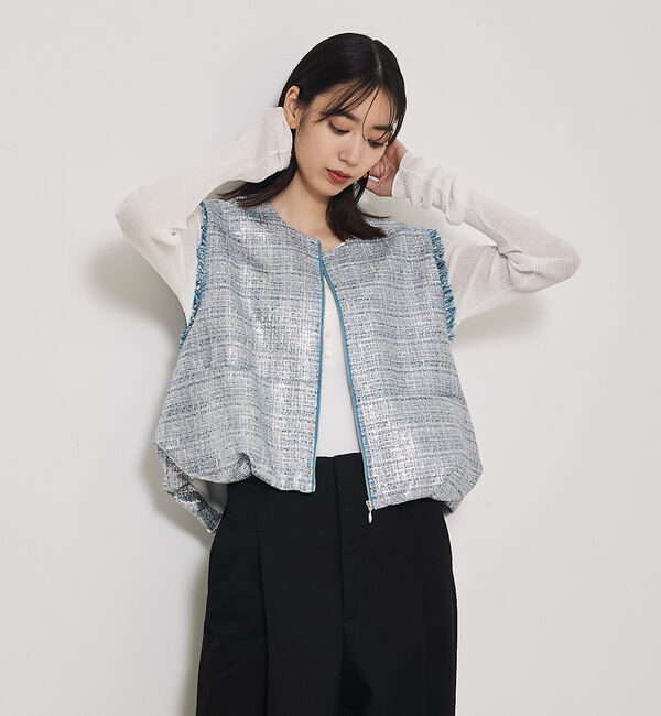 qualite「ヘンリーネックシアーリブニット」|Tシャツ・カットソー|