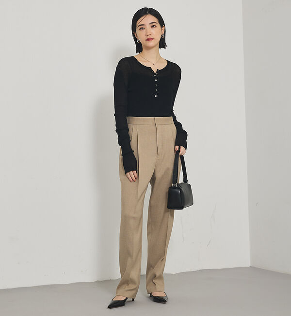 qualite「ヘンリーネックシアーリブニット」|Tシャツ・カットソー|
