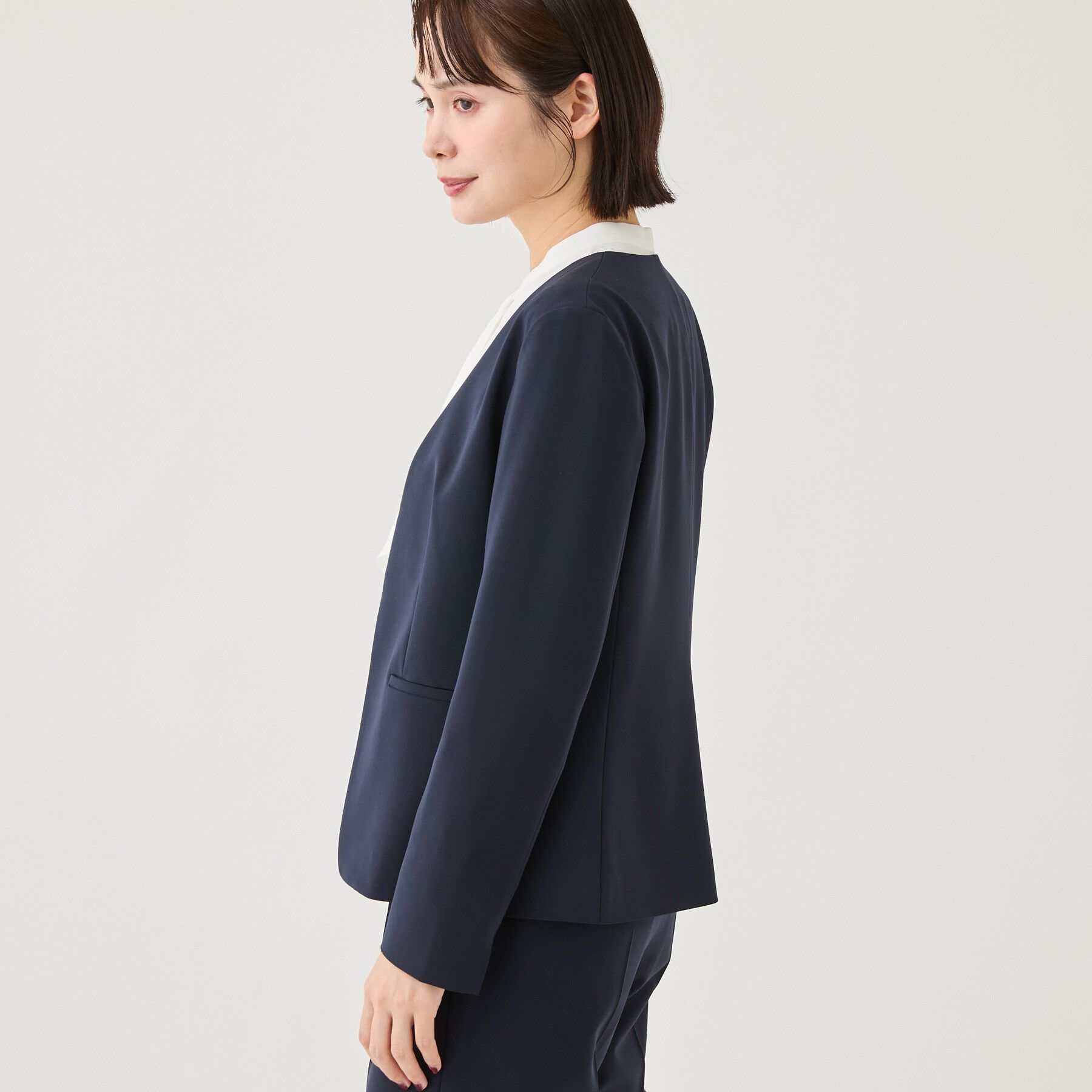 INDIVI「【通勤スーツ／洗える】ストレッチカラーレスジャケット」|スーツ|