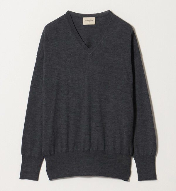 UNITED ARROWS「18G ウール Vネック ニット ‐ウォッシャブル‐」|ニット・セーター|DK.GRAY
