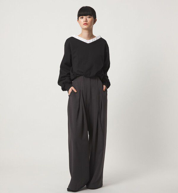 EMMEL REFINES「＜EMMEL REFINES＞EM フリルVネック ウラケ プルオーバー」|Tシャツ・カットソー|