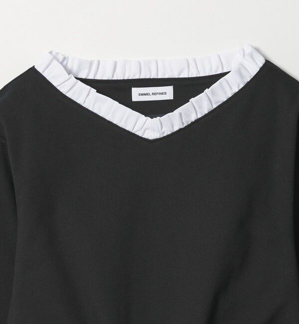 EMMEL REFINES「＜EMMEL REFINES＞EM フリルVネック ウラケ プルオーバー」|Tシャツ・カットソー|