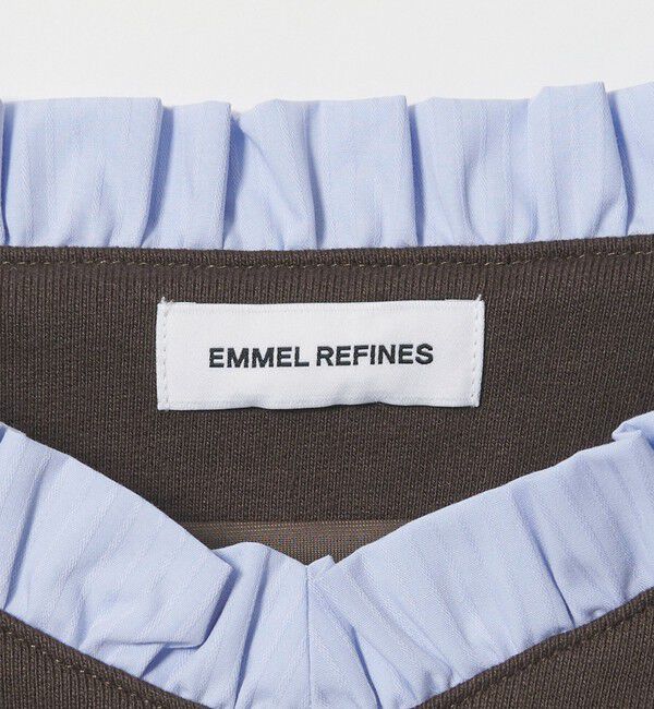 EMMEL REFINES「＜EMMEL REFINES＞EM フリルVネック ウラケ プルオーバー」|Tシャツ・カットソー|
